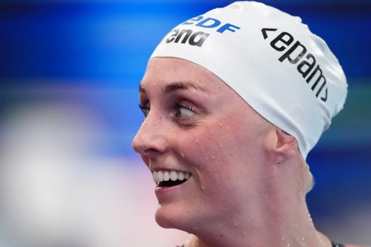 Netherlands' Marrit Steenbergen reacts after winning the women's 100m freestyle swimming event during the LEN European Aquatics Championships at the Olympic Aquatic Centre in Saint-Denis, northern suburbs of Paris, on August 11, 2026. Dimitar DILKOFF / AFP