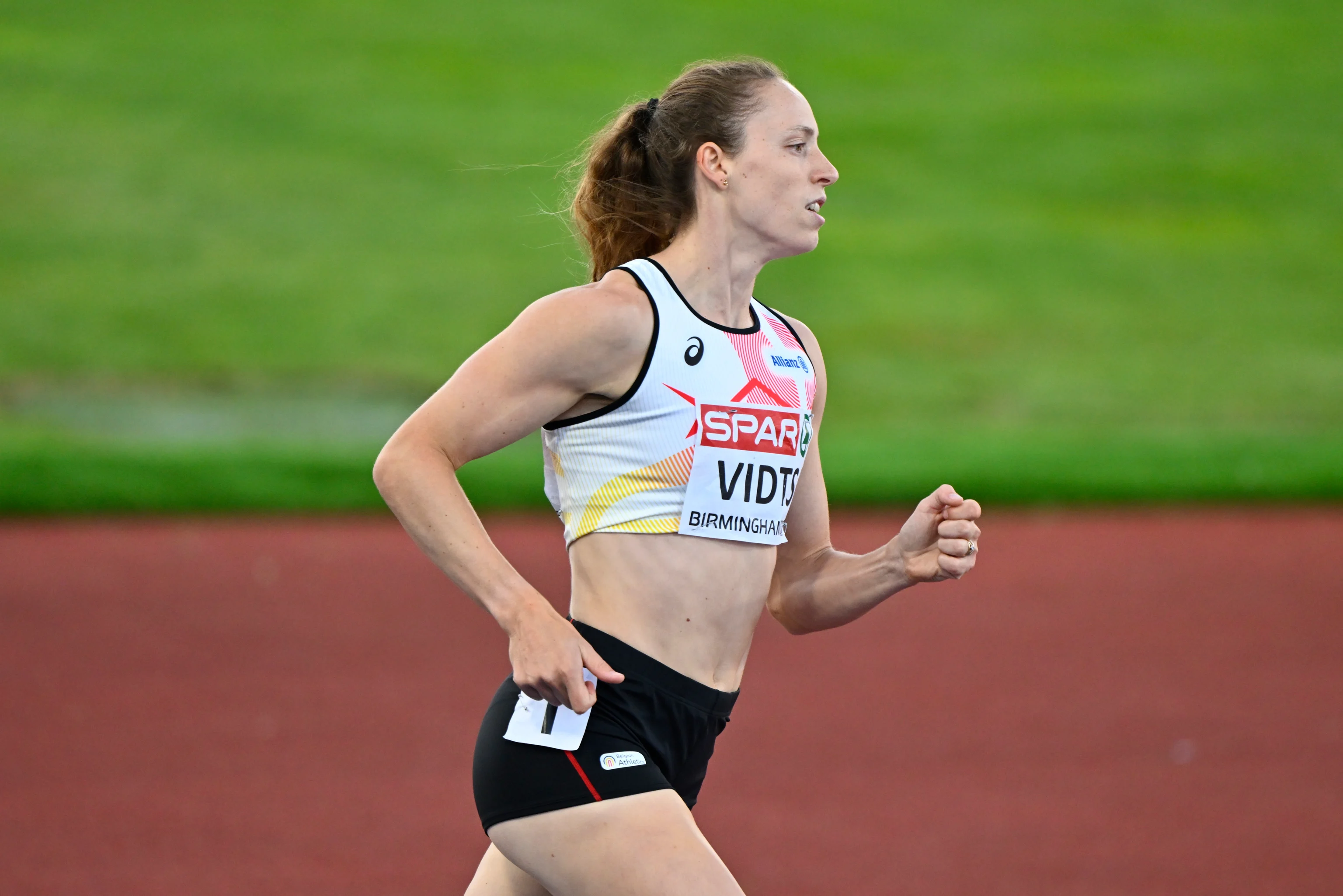 Belgian athlete Vidts Noor pictured during the 800m race of the heptathlon competition, at the European Athletics Championships (August 10-18) in Birmingham, United Kingdom, on Saturday 15 August 2026. BELGA PHOTO ERIC LALMAND