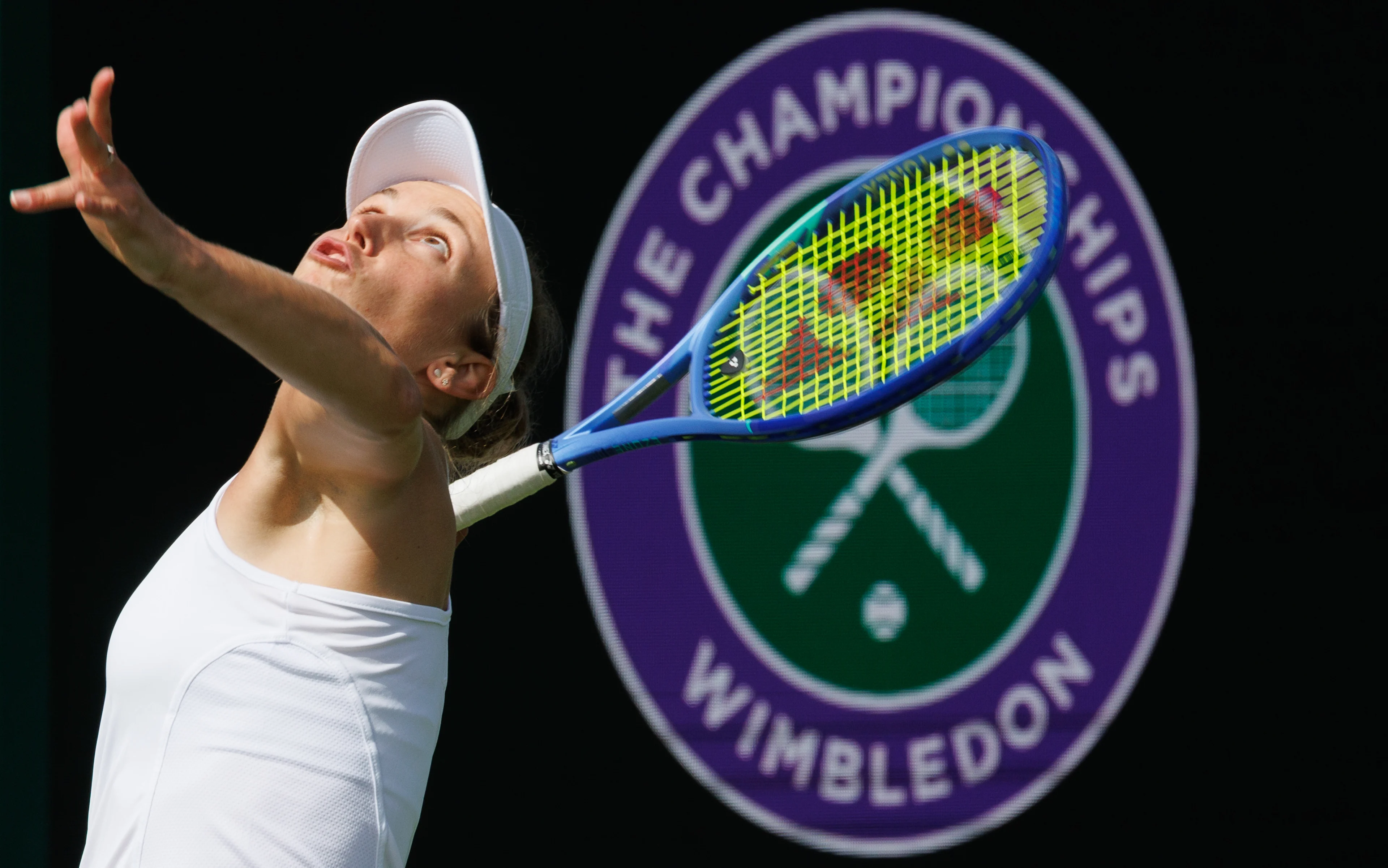 Belgian Elise Mertens pictured in action during the afternoon training session the 2025 Wimbledon grand slam tennis tournament at the All England Tennis Club, in south-west London, Britain, Thursday 26 June 2025. BELGA PHOTO BENOIT DOPPAGNE