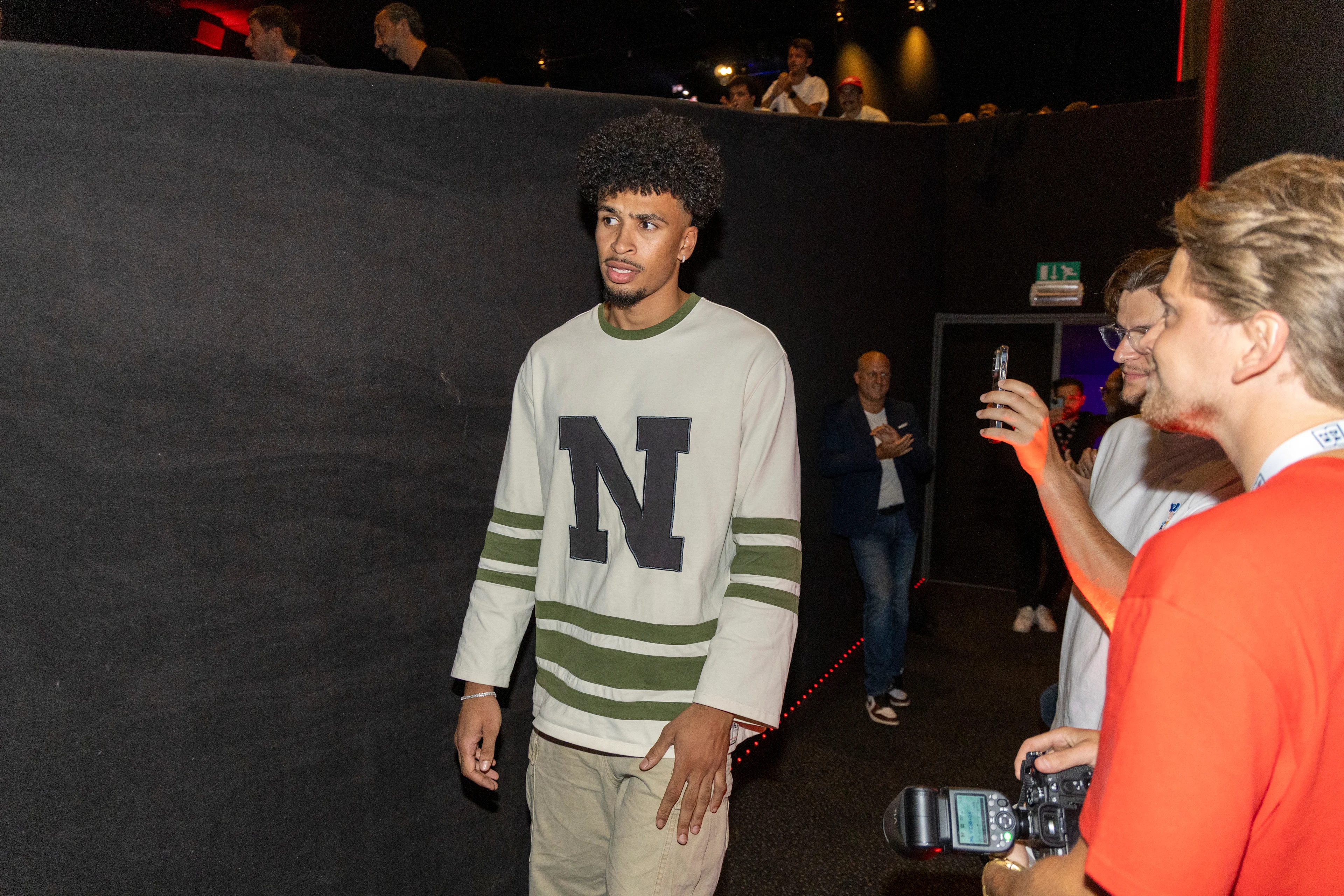 Belgian NBA-player Toumani Camara pictured during a press vision and avant-premiere of the documentary 'The Belgian Dream', at Kinepolis cinema complex in Brussels, Monday 29 July 2024. BELGA PHOTO NICOLAS MAETERLINCK