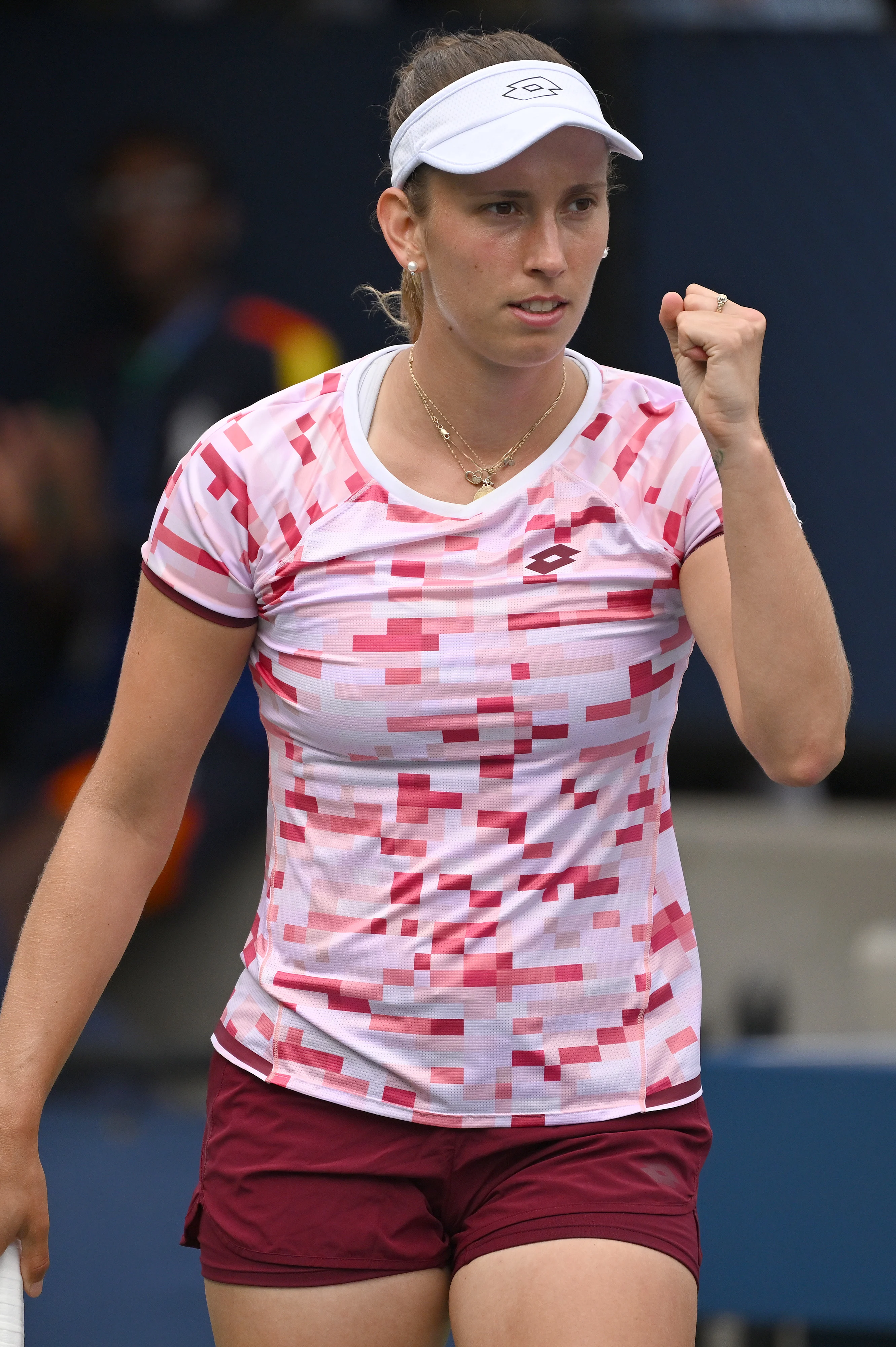 Elise Mertens of Belgium reacts as she and double's partner Su-Wei Hsieh of Taipei compete against Kristina Mladenovic of France and Shuai Zhang of China in the Women's Doubles: Round 1 at the 2024 U.S. Open tennis tournament at USTA Billie Jean King National Tennis Center, New York, NY, August 29, 2024. (Photo by Anthony Behar/Sipa USA)