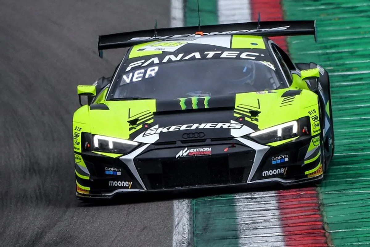 Nine-time MotoGP world champion, Valentino Rossi steers an Audi R8 Lms during a session as part of the Fanatec GT World Challenge Europe 2022 on April 03, 2022 at the Imola race track, Italy. Rossi has signed with Belgian team Wrt and will race an Audi R8 Lms, bearing the unmistakable number 46 in the Fanatec Challenge Europe championship. Andrea SCIARRA / AFP