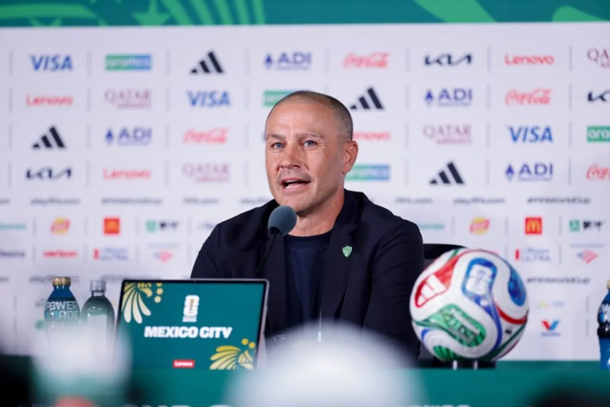 Uzbekistan's Italian head coach Fabio Cannavaro gives an MD-1 press conference at the Mexico City Stadium in Mexico City on June 16, 2026, on the eve of the 2026 World Cup Group K football match between Uzbekistan and Colombia. Rodrigo Oropeza / AFP