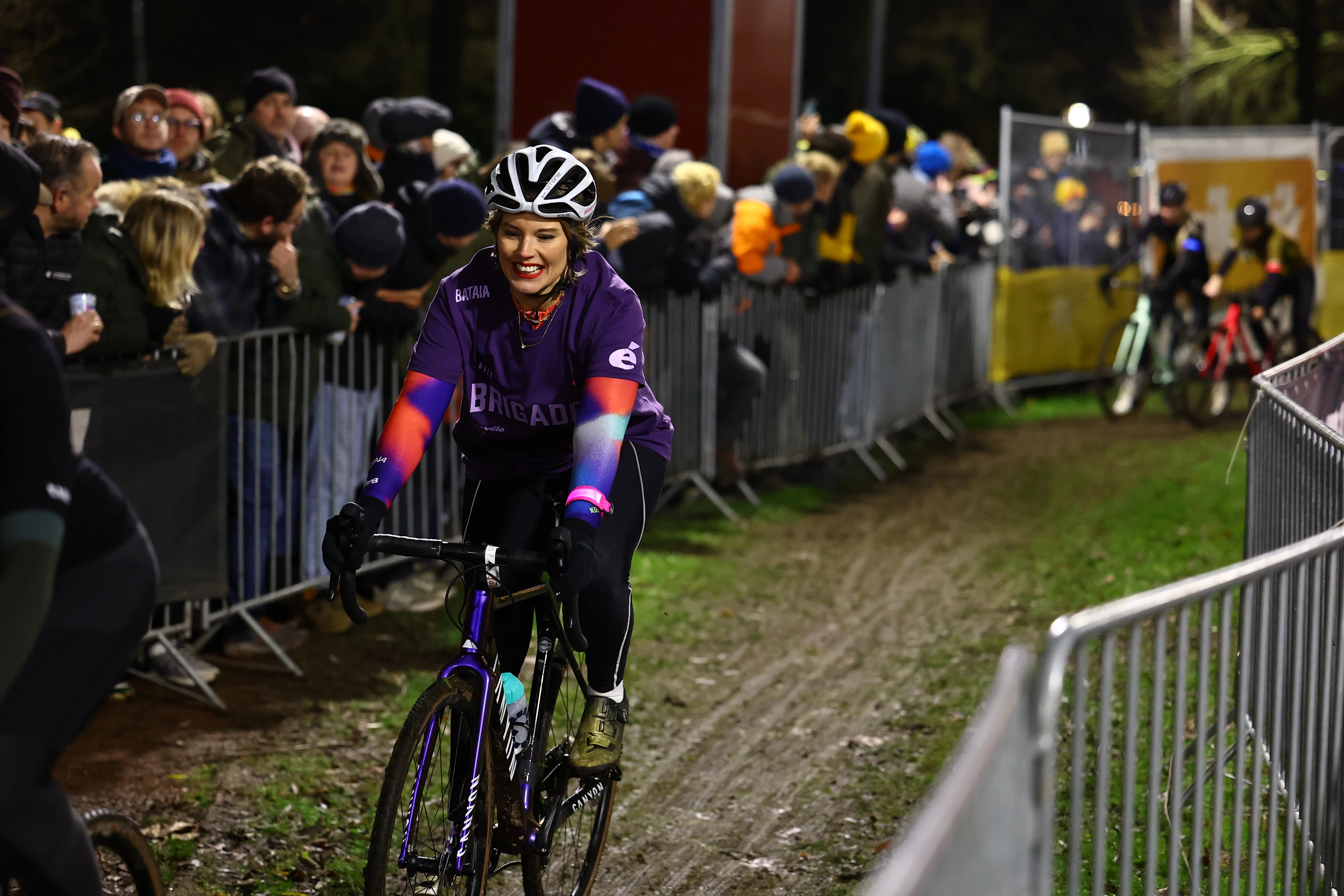 A rider in action during the 'Turbo Cross' relay race featuring well known amateurs, at the Diegem Cross cyclocross cycling event, Monday 30 December 2024 in Diegem, stage 6/8 in the Superprestige cyclocross cycling competition. BELGA PHOTO DAVID PINTENS