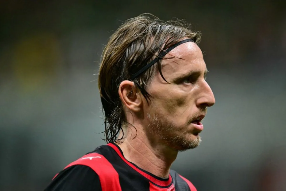 AC Milan's Croatian midfielder #14 Luka Modric looks on during the Italian Serie A football match between AC Milan and Venezia FC at San Siro stadium in Milan, northern Italy, on August 28, 2026. Stefano RELLANDINI / AFP