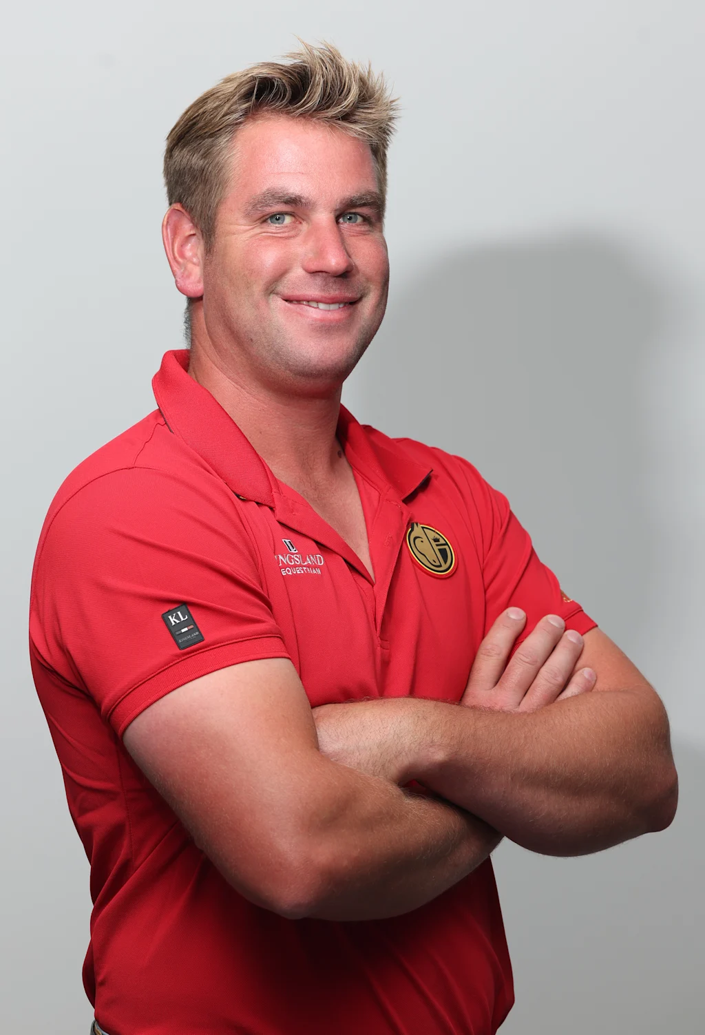 Belgian Dries Degrieck poses for the photographer during a press moment of the 'Red Musketeers' riders that will compete at the upcoming World Championships, on Monday 27 July 2026 in Zaventem. The FEI World Championships will take place in Aachen, Germany from 11 to 23 August. BELGA PHOTO VIRGINIE LEFOUR