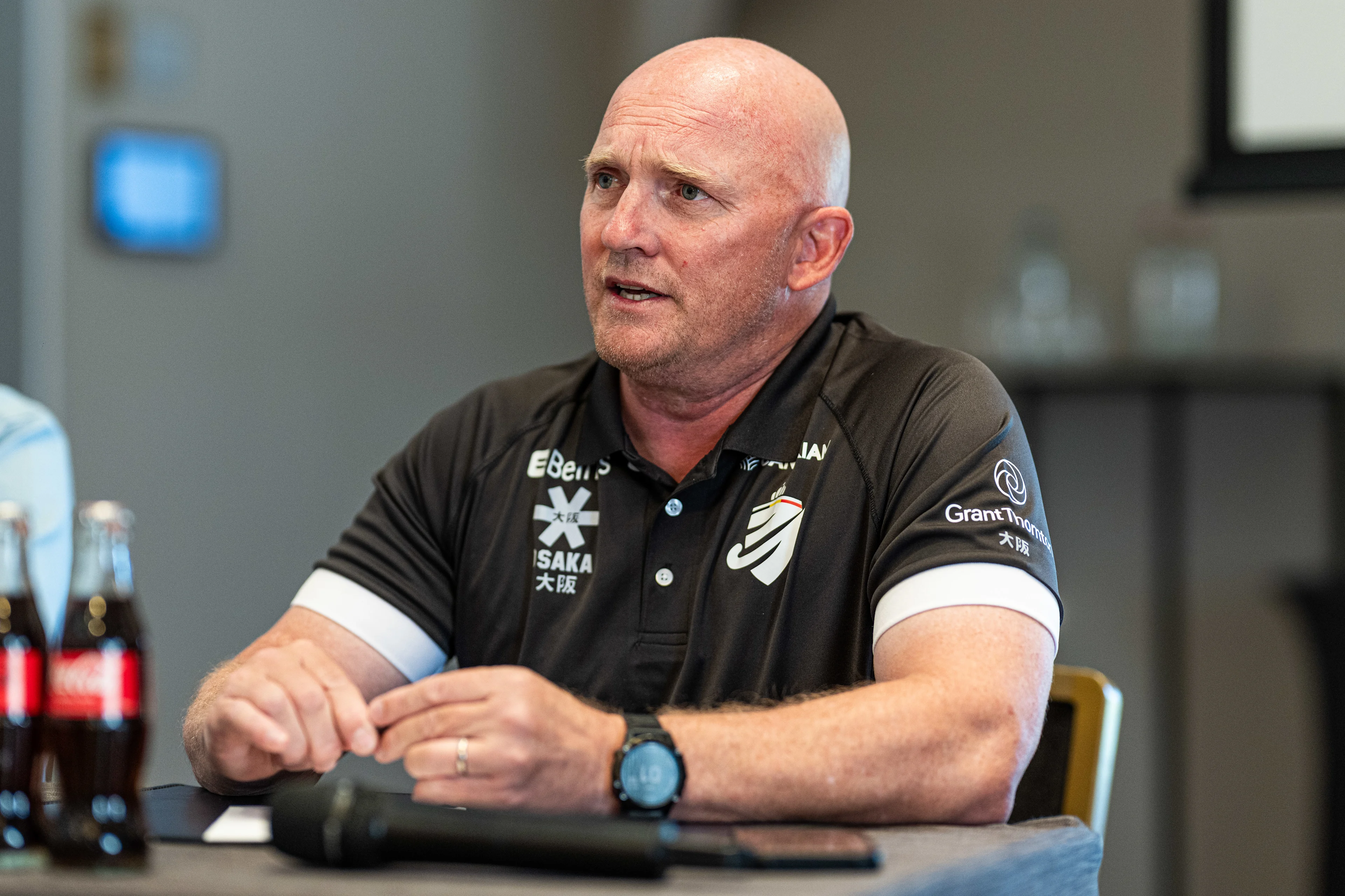 Belgium's head coach Adam Commens pictured during a press conference of the Belgian national teams Red Lions and Red Panthers for the upcoming 2026 Hockey World Cup, Wednesday 12 August 2026, in Genval. The 2026 edition of the Hockey World Cup takes place in Belgium and The Netherlands from August 15 to August 30. BELGA PHOTO EMILE WINDAL