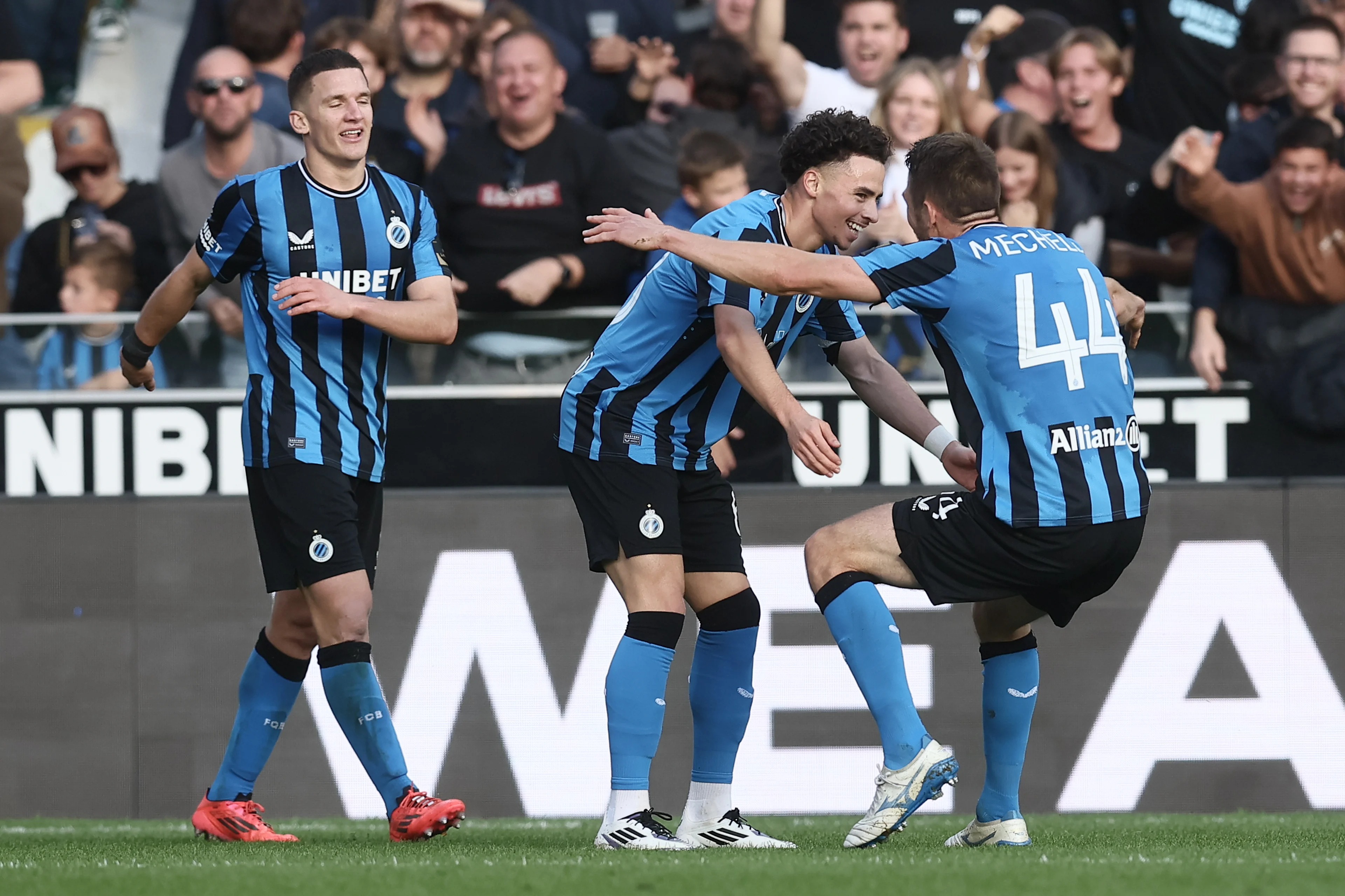 Club's Chemsdine Talbi celebrates after scoring during a soccer match between Club Brugge and RSC Anderlecht, Sunday 27 October 2024 in Brugge, on day 12 of the 2024-2025 season of the 'Jupiler Pro League' first division of the Belgian championship. BELGA PHOTO BRUNO FAHY