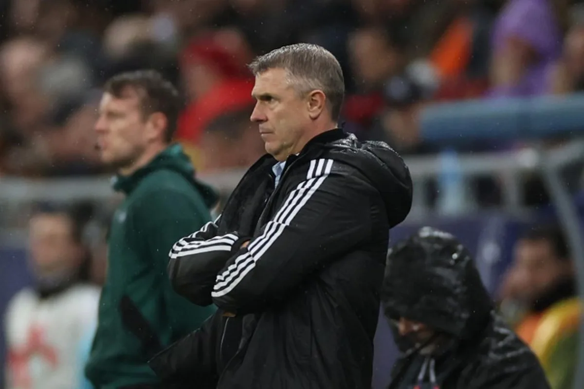 Ukraine's head coach Serhiy Rebrov during the UEFA Nations League football match between Georgia and Ukraine in Batumi on November 16, 2024.  Giorgi ARJEVANIDZE / AFP