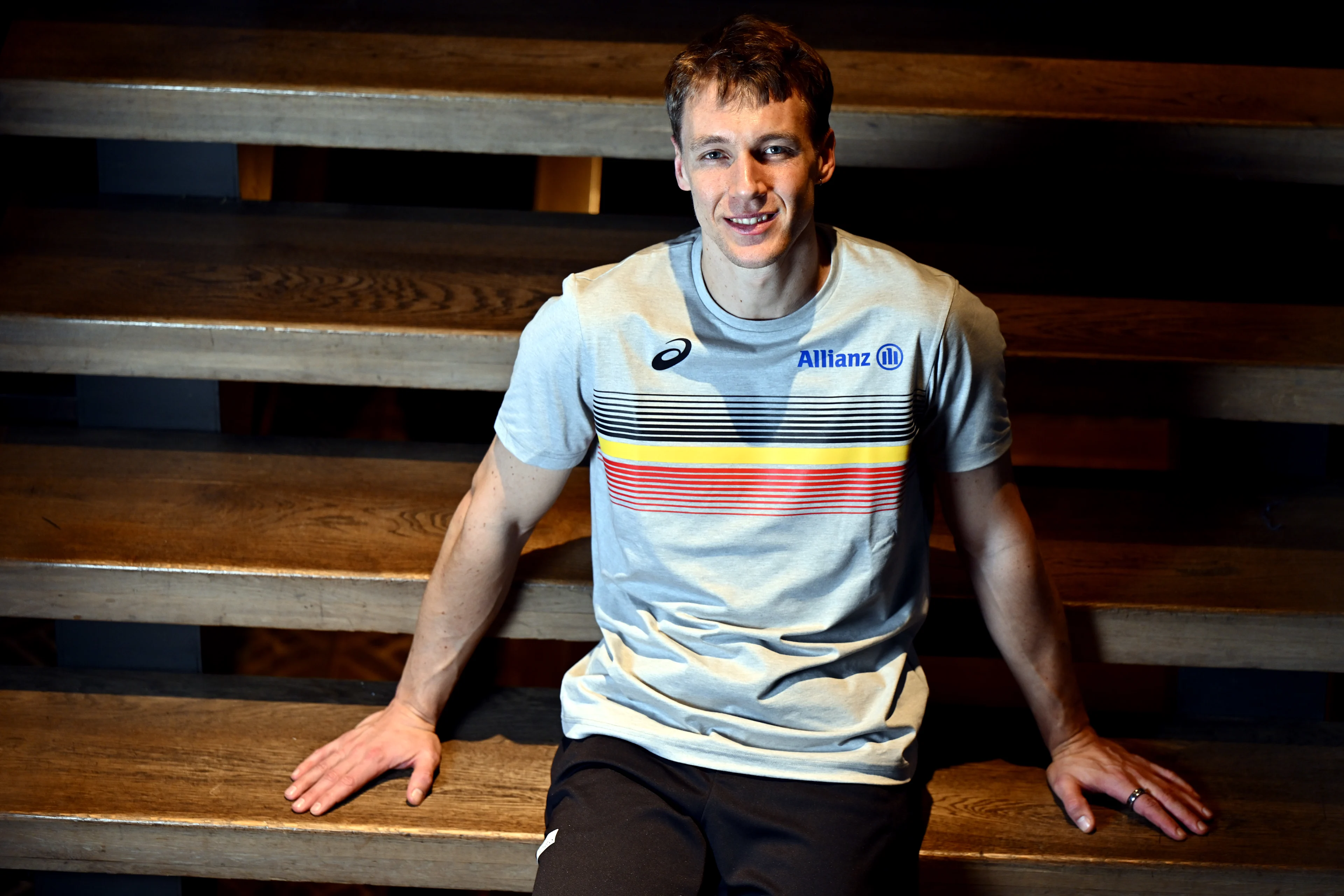 Belgian Julien Watrin poses for the photographer during a press conference ahead of the European Athletics Indoor Championships, in Apeldoorn, The Netherlands, Wednesday 05 March 2025. The championships take place from 6 to 9 March. BELGA PHOTO ERIC LALMAND