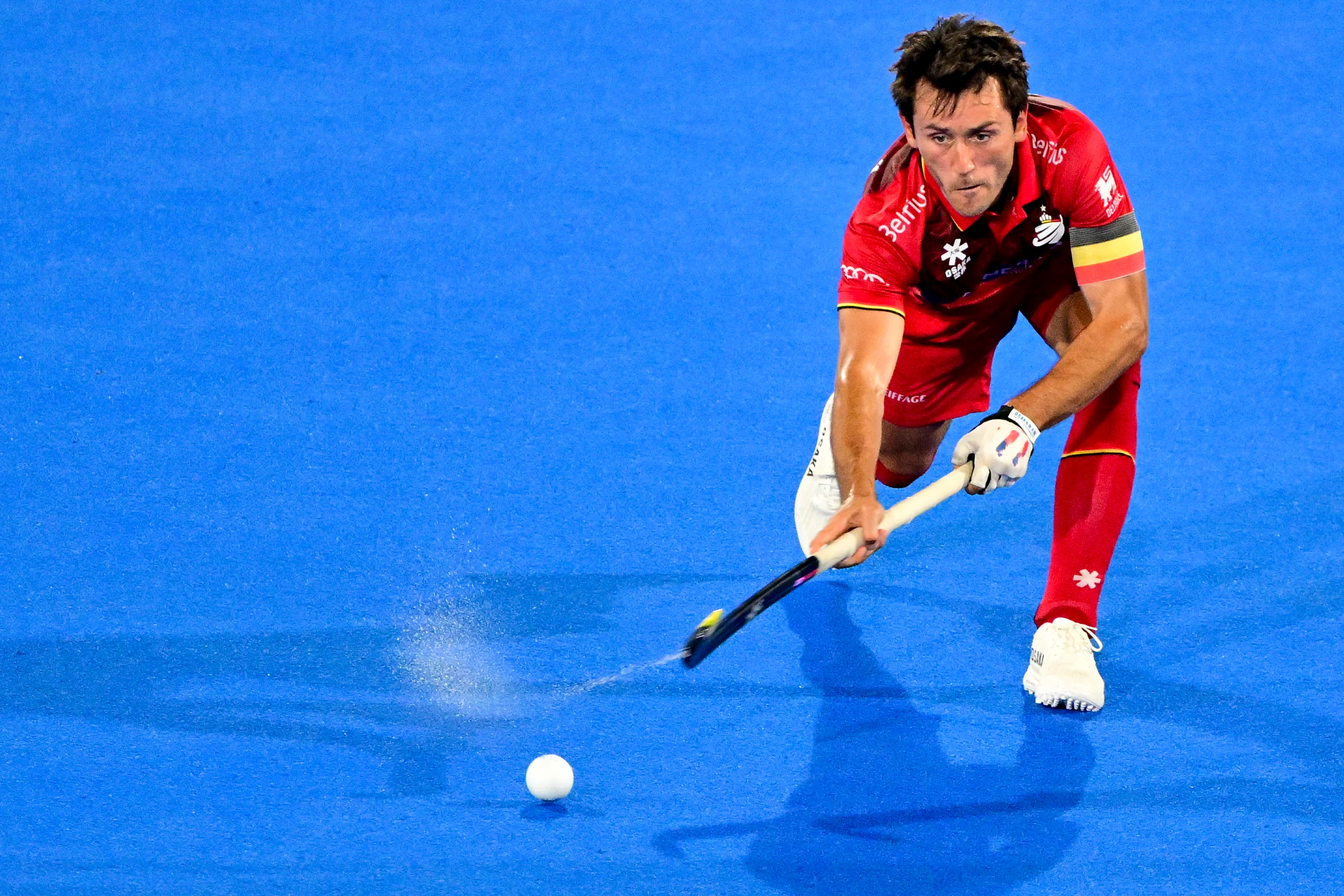 Belgium's Arthur Van Doren pictured in action during a hockey game between Belgium's Red Lions and France, the first (out of three) matches during the group stage of the men's 2026 Hockey World Cup, Saturday 15 August 2026 in Wavre. The 2026 edition of the Hockey World Cup takes place in Belgium and The Netherlands from August 15 to August 30. BELGA PHOTO DIRK WAEM