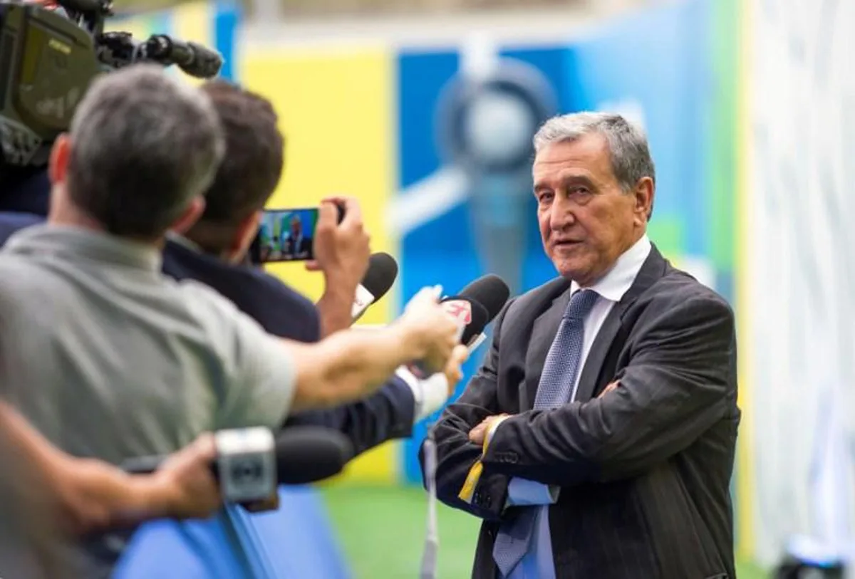 Former Brazilian national team coach and World Champion (1994) Carlos Alberto Parreira attends the inauguration ceremony of Brazilian Football Confederation (CBF) new president Rogerio Caboclo (out of frame), at the CBF headquarters in Barra da Tijuca, Rio de Janeiro, Brazil on April 9, 2019.   Douglas Shineidr / AFP