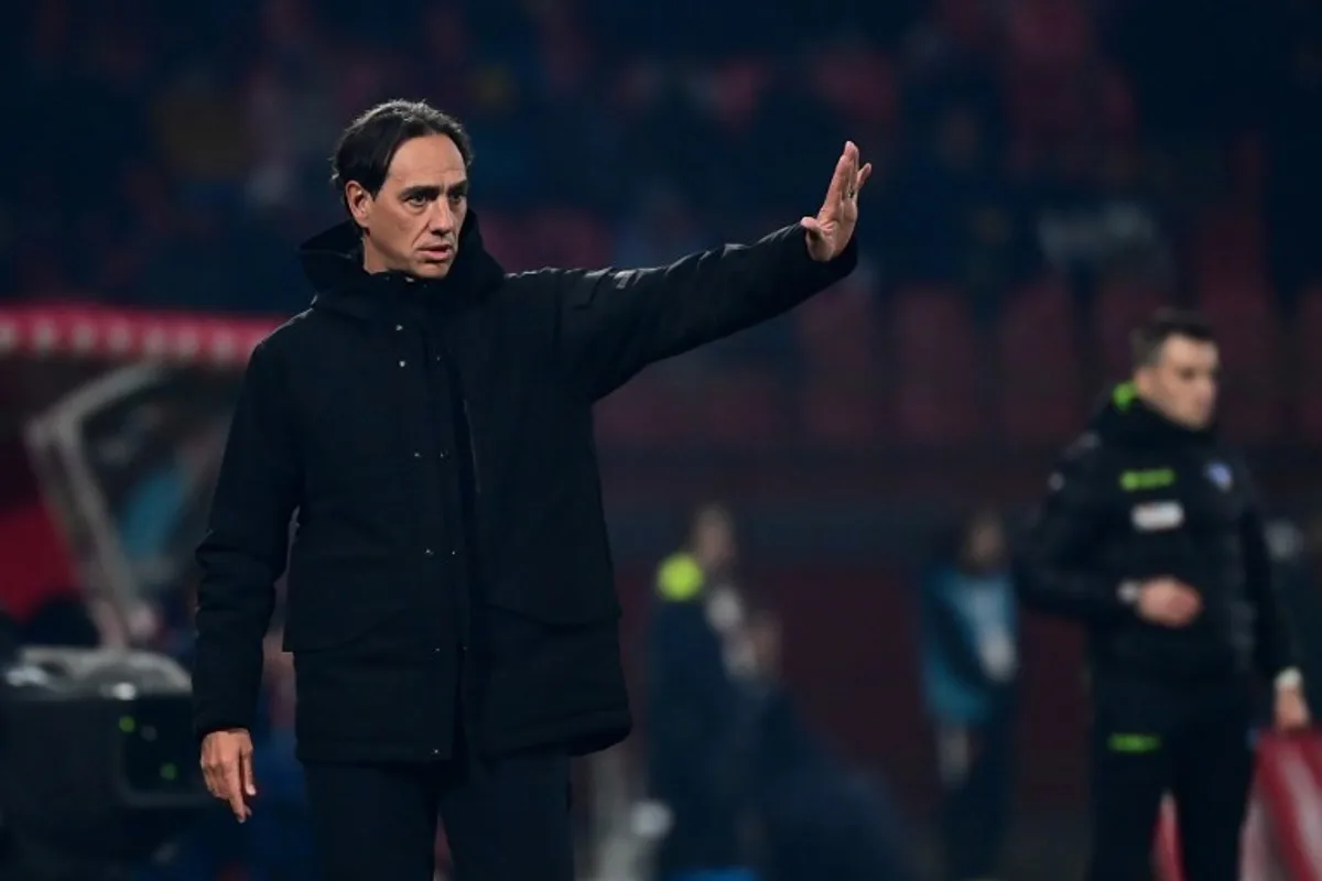 Monza's Italian coach Alessandro Nesta reacts during the Italian Serie A football match between AC Monza and Juventus FC at the Brianteo Stadium in Monza, northern Italy, on December 22, 2024.  Piero CRUCIATTI / AFP