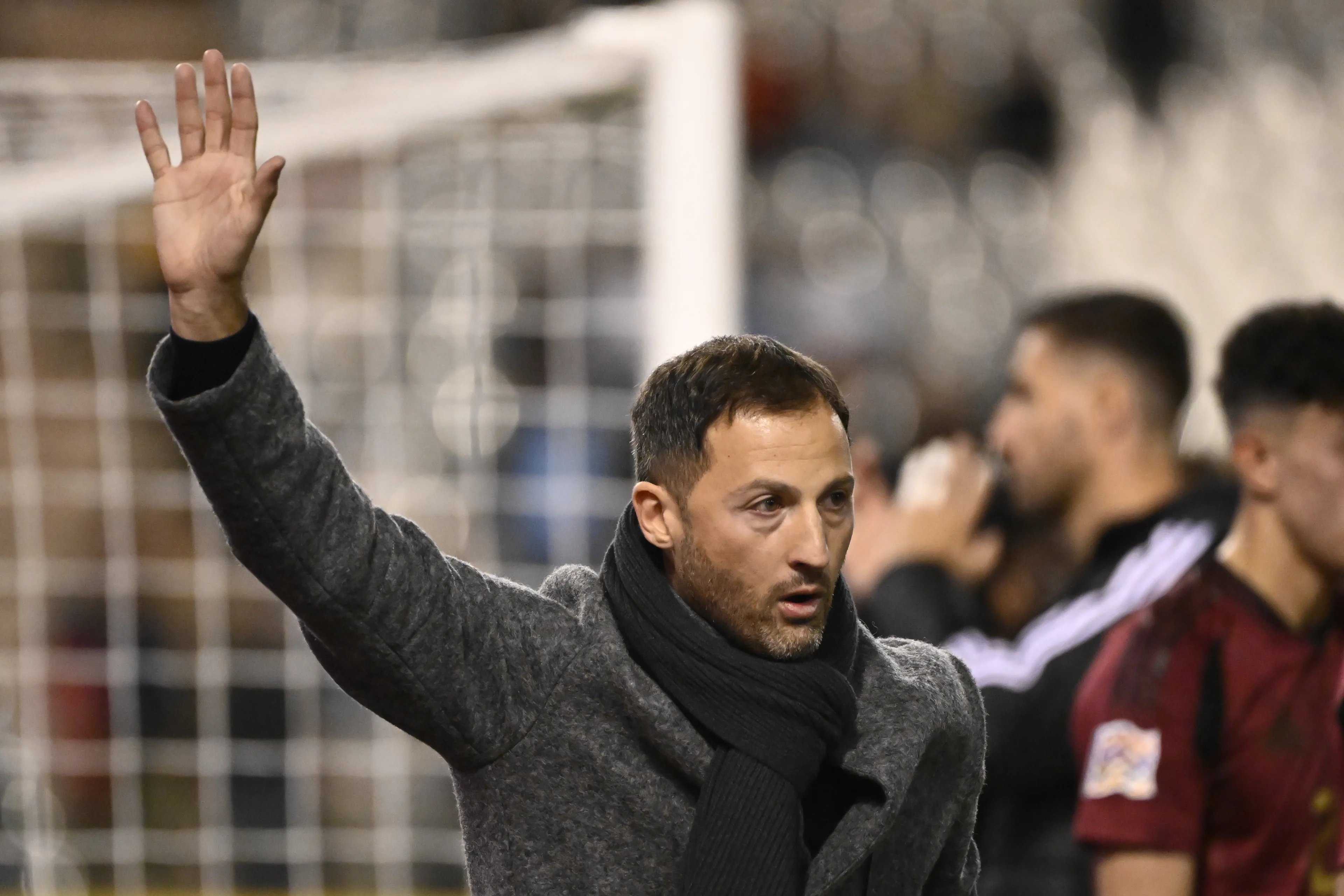 Belgium's head coach Domenico Tedesco greets the fans after a soccer game between Belgian national soccer team Red Devils and Italy, match 5 (out of 6) in the League A Group 2 of the UEFA Nations League 2025 competition, Thursday 14 November 2024 in Brussels. BELGA PHOTO DIRK WAEM