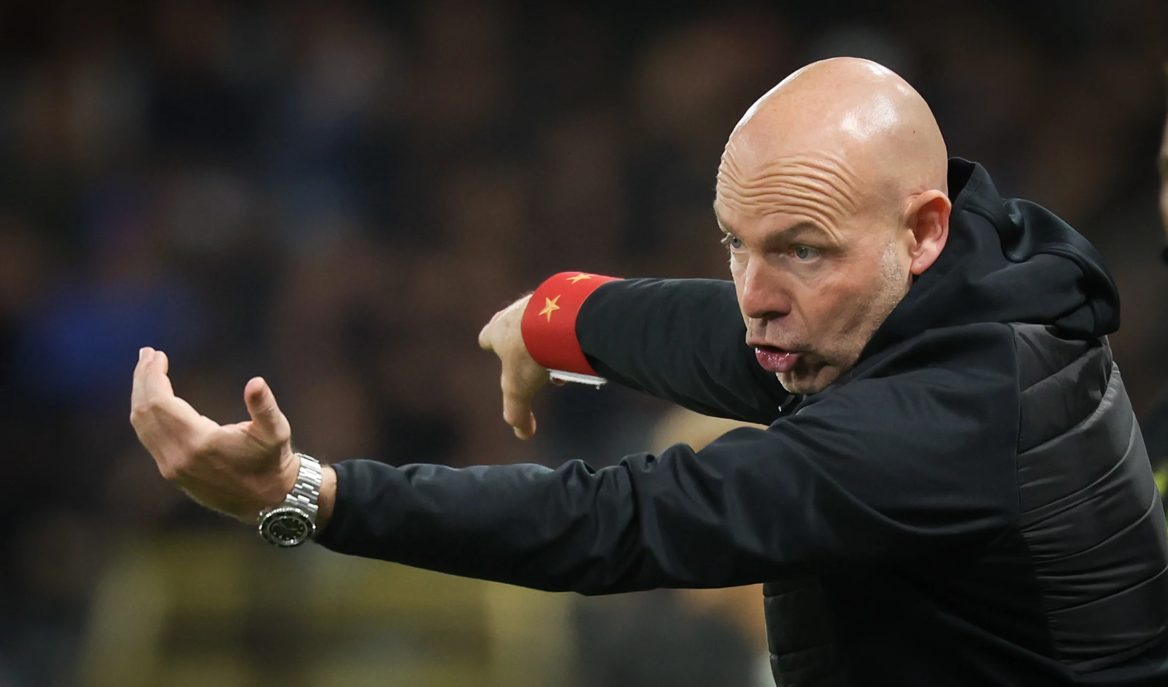 Anderlecht's head coach Brian Riemer gestures during a soccer match between RSC Anderlecht and KRC Genk, Tuesday 17 September 2024 in Brussels, a postponed game of day 5 of the 2024-2025 season of the 'Jupiler Pro League' first division of the Belgian championship. BELGA PHOTO VIRGINIE LEFOUR