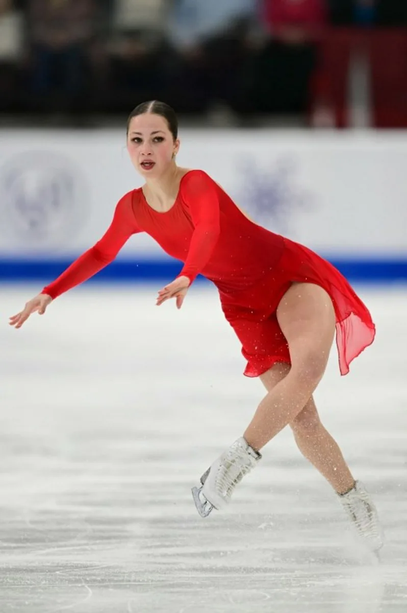 Belgium's Nina Pinzarrone competes during the women's Free Skating event of the ISU Figure Skating European Championships in Tallinn, Estonia on January 31, 2025.  Daniel MIHAILESCU / AFP