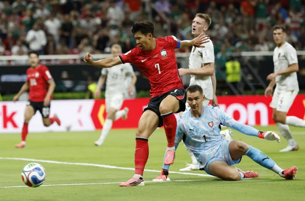 South Korea's forward #07 Son Heung-min reacts to a missed chance during the 2026 World Cup Group A football match between South Korea and the Czech Republic at the Guadalajara Stadium in Zapopan on June 11, 2026. Ulises RUIZ / AFP