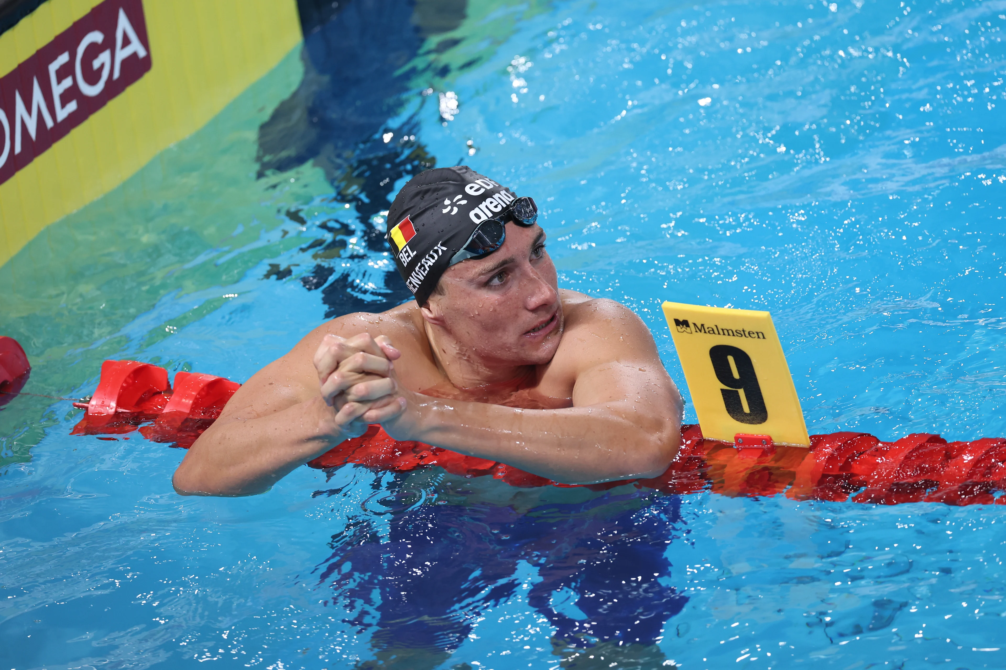 Belgian Lucas Henveaux pictured in action at the final of the Men's 200m freestyle race at the European Aquatics Championships in Paris, France on Friday 14 August 2026. BELGA PHOTO VIRGINIE LEFOUR