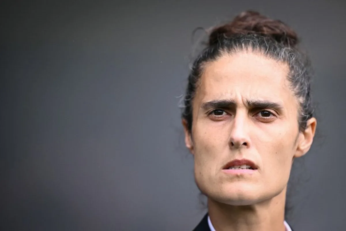 Spain's head coach Montse Tome looks on during the start of the UEFA Women's Euro 2025 final football match between England and Spain at the St. Jakob-Park Stadium in Basel, on July 27, 2025. SEBASTIEN BOZON / AFP