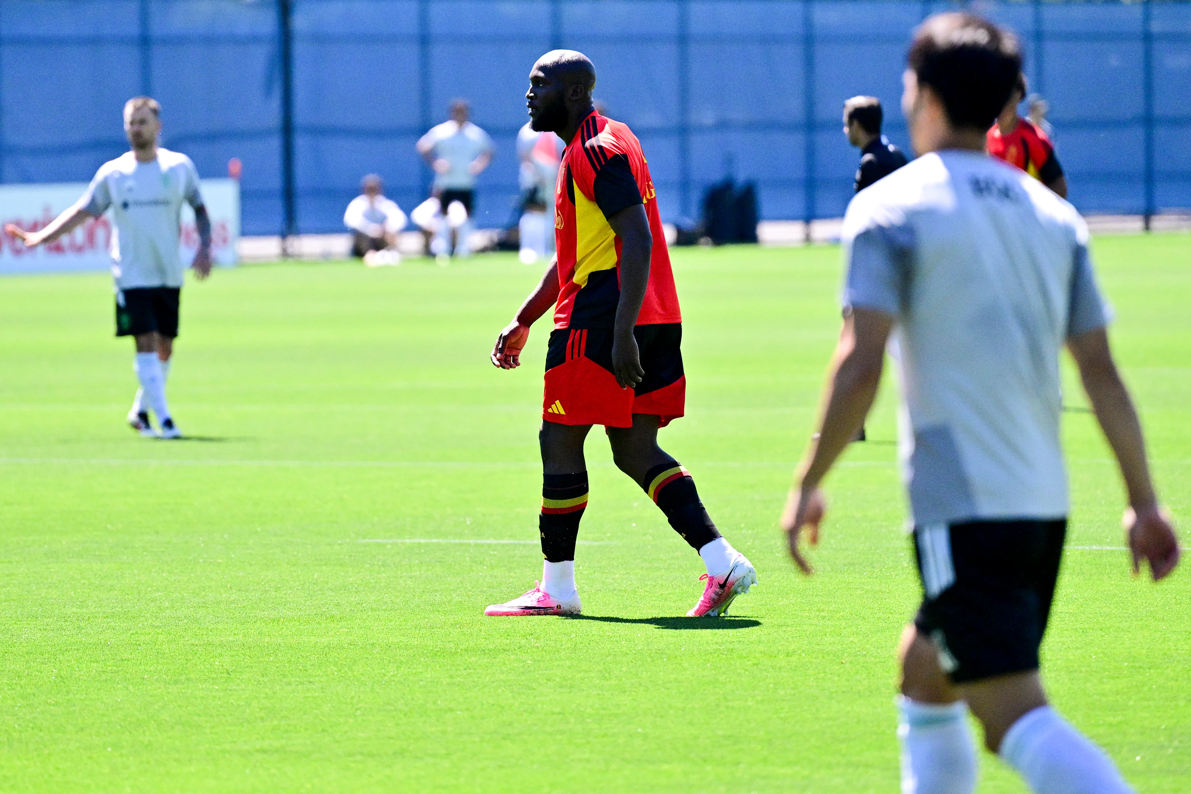 Belgium's Romelu Lukaku pictured during a friendly game between Belgium's players who didn't start yesterday and Seattle Sounders, at a training of Belgian national soccer team Red Devils, at the basecamp in Seattle, USA on Tuesday 16 June 2026, after their first game against Egypt at the FIFA World Cup 2026. The match ended in a 1-1 draw. BELGA PHOTO DIRK WAEM