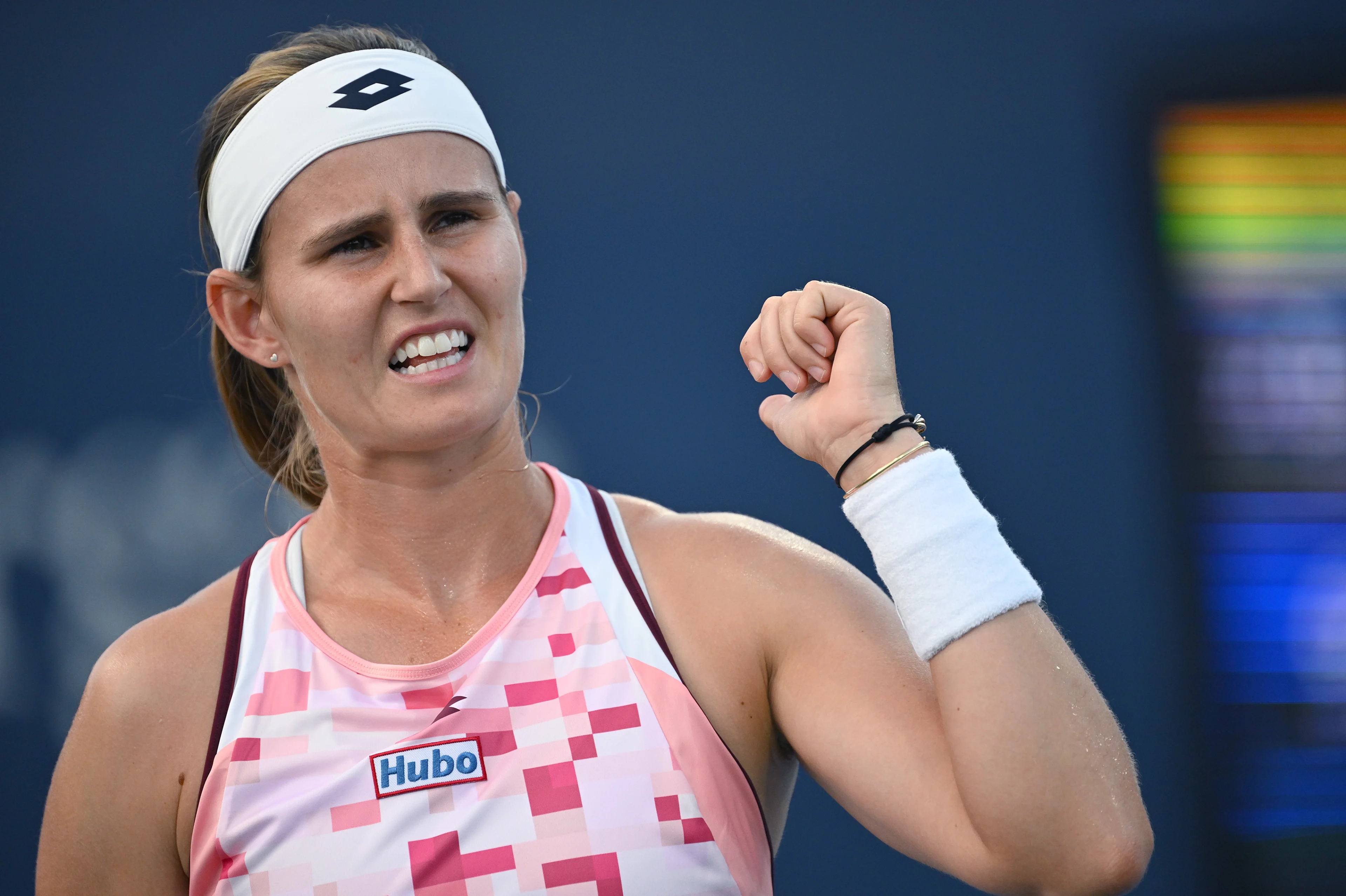 Greet Minnen of Belgium asks chair umpire to check court surface as she plays against Donna Vekic of Croatian in the Women' Singles Round 2 of the U.S. Open tennis tournament at USTA Billie Jean King National Tennis Center, New York, NY, August 28, 2024. (Photo by Anthony Behar/Sipa USA)