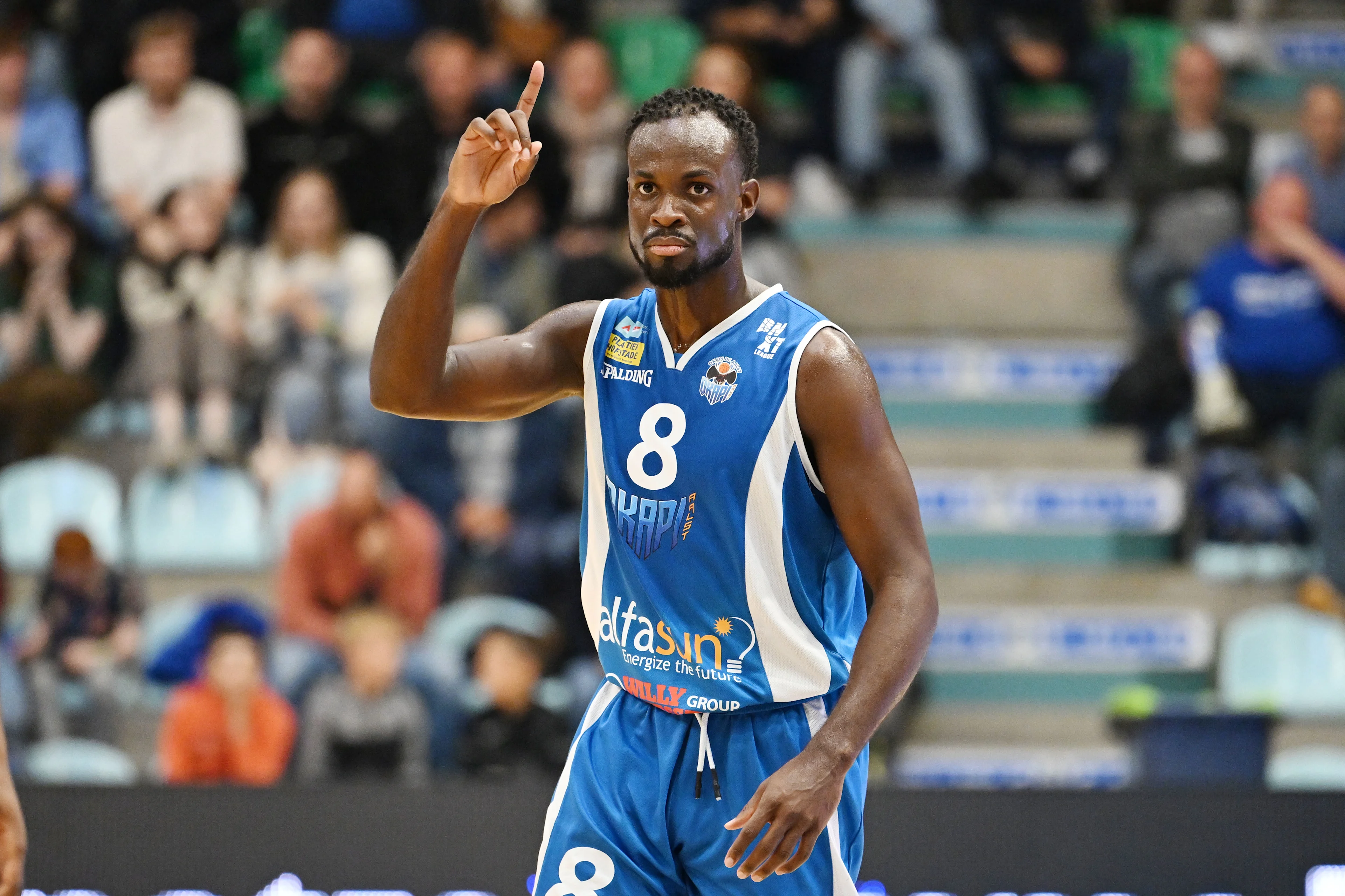 Aalst's Sigfredo Casero-Ortiz pictured during a basketball match between Mons-Hainaut and Okapi Aalstar, Saturday 28 September 2024 in Mons, on day three of the 'BNXT League' first division basket championships. BELGA PHOTO MAARTEN STRAETEMANS