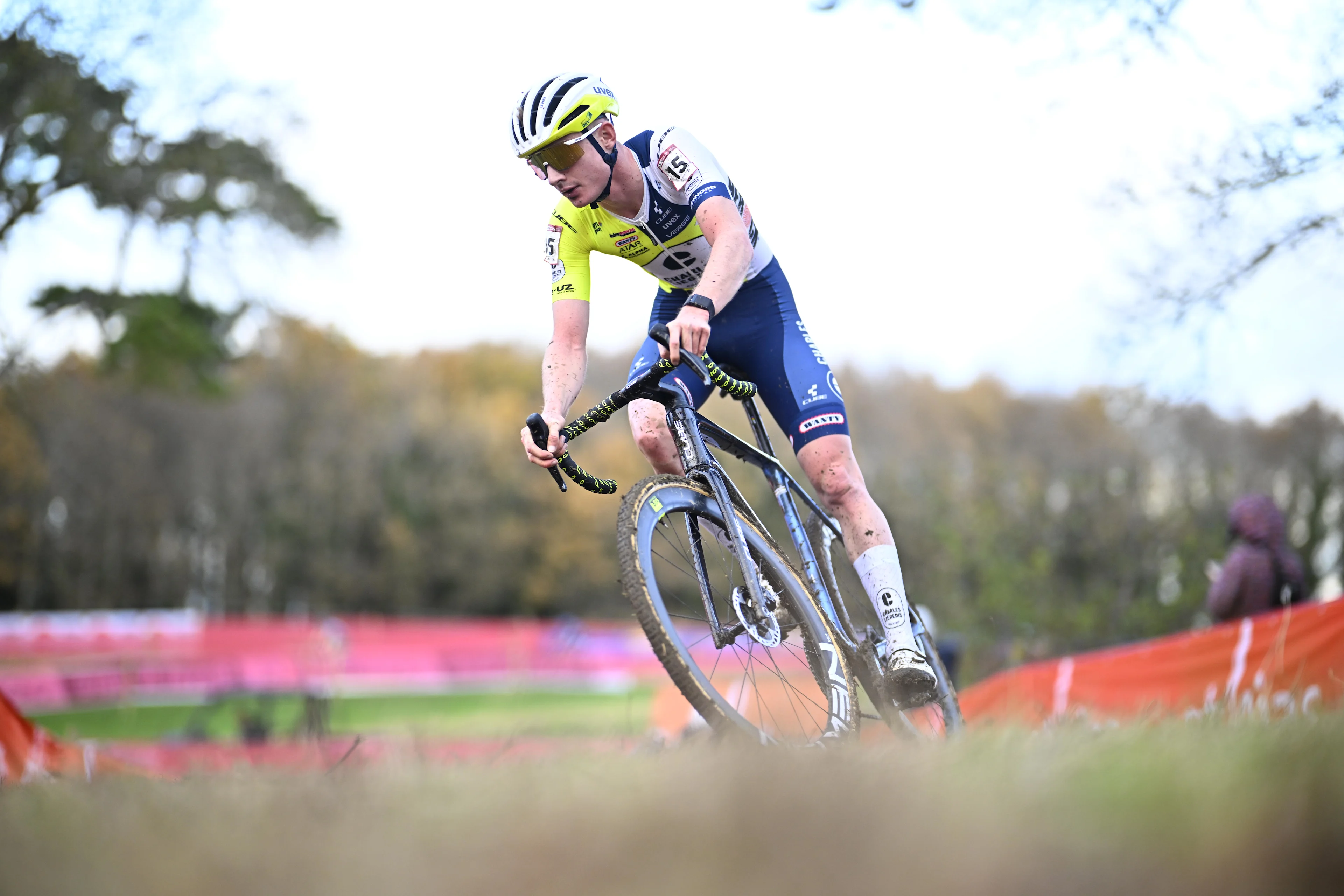 Belgian Gerben Kuypers pictured in action during the men's elite race of the World Cup cyclocross cycling event in Dublin, Ireland, stage 2 (out of 12) of the UCI World Cup cyclocross competition, . BELGA PHOTO JASPER JACOBS