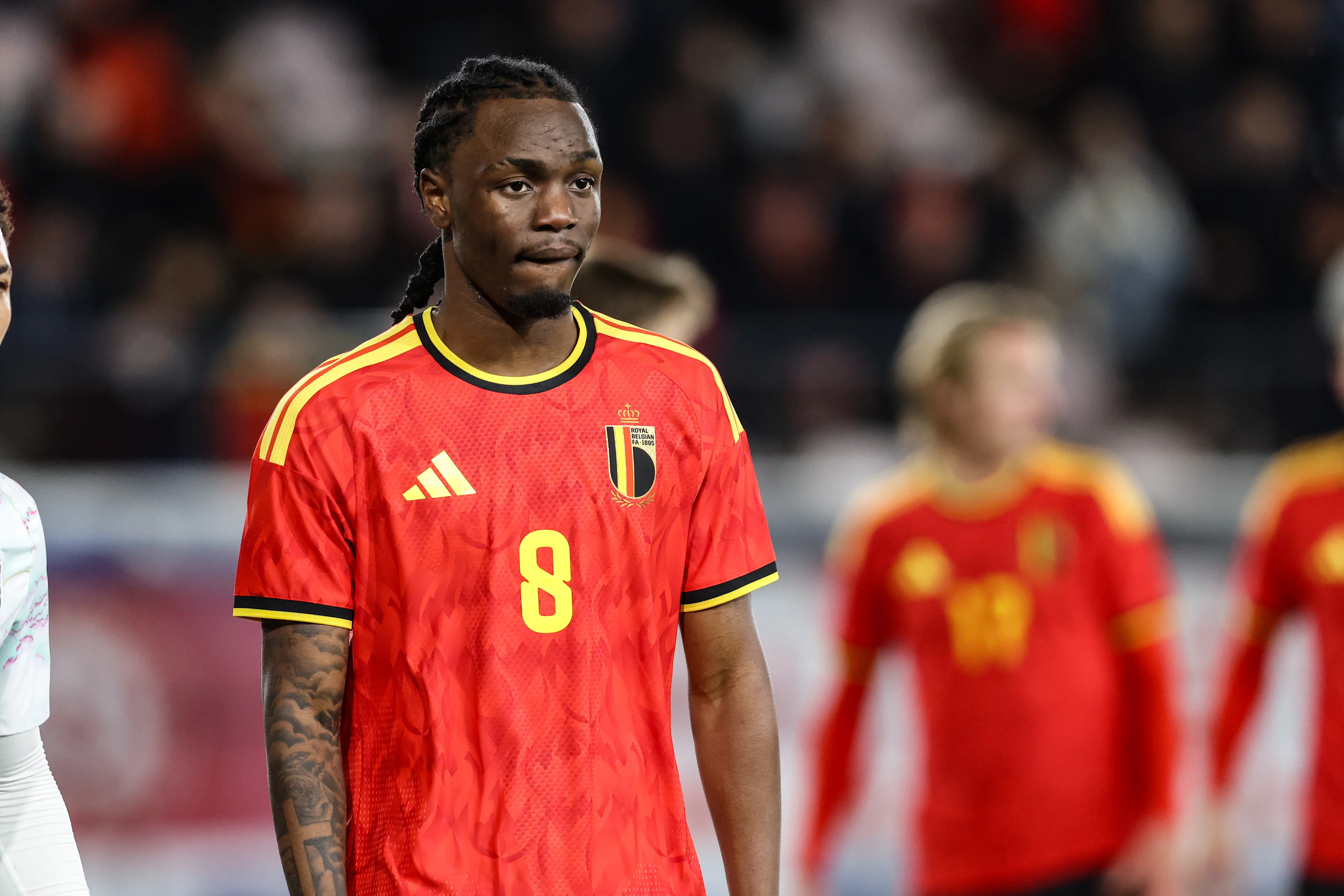 Belgian Joseph Boende pictured during a game of the Belgian national soccer team Red Devils U21 against Austria, on the day 8 of the qualifications in the group I for the 2027 Euro, in Leuven, Friday 27 March 2026. BELGA PHOTO BRUNO FAHY