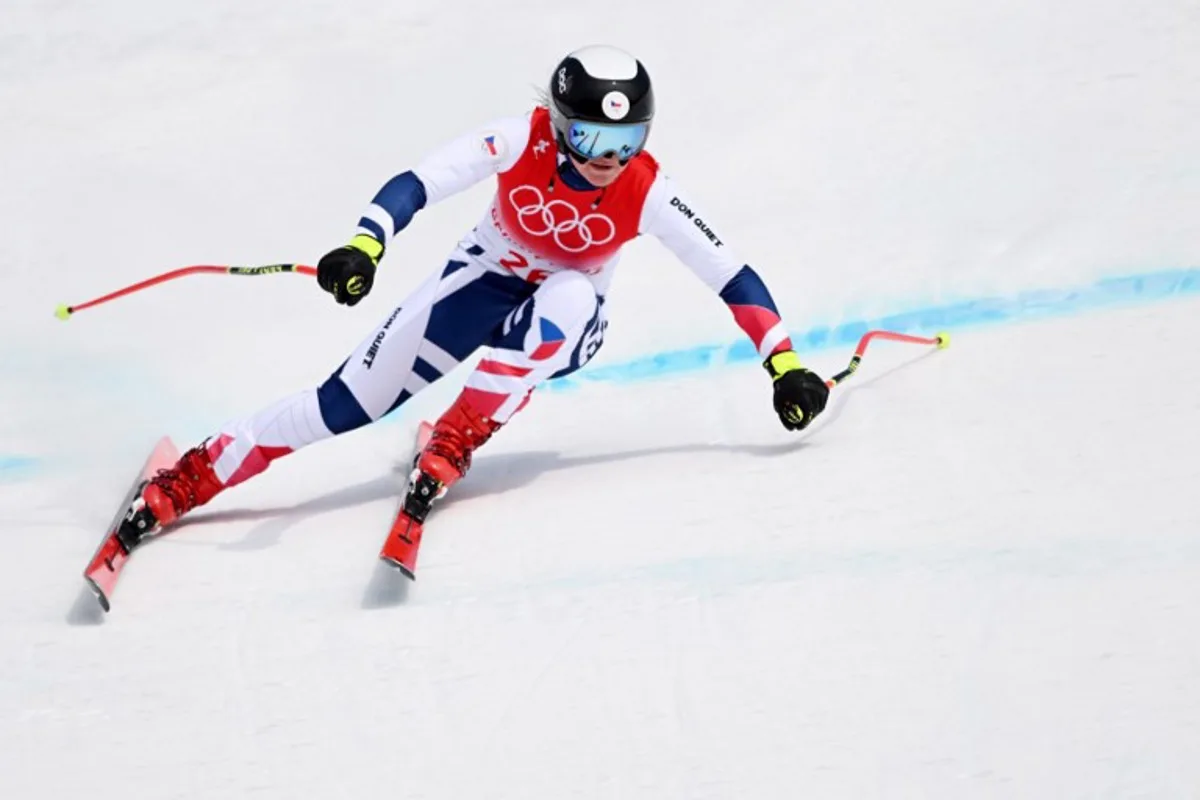 Czech Republic's Tereza Nova competes in the women's alpine combined downhill event during the Beijing 2022 Winter Olympic Games at the Yanqing National Alpine Skiing Centre in Yanqing on February 17, 2022.  Fabrice COFFRINI / AFP