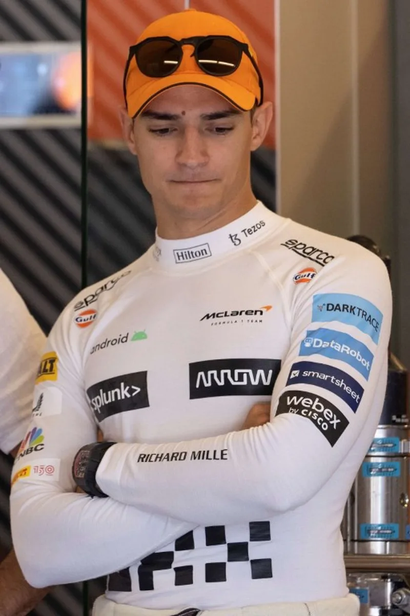 McLaren's Spanish driver Alex Palou waits in the garage during the first practice session for the Formula One United States Grand Prix practice session at the Circuit of the Americas in Austin, Texas, on October 21, 2022.  Jim WATSON / AFP