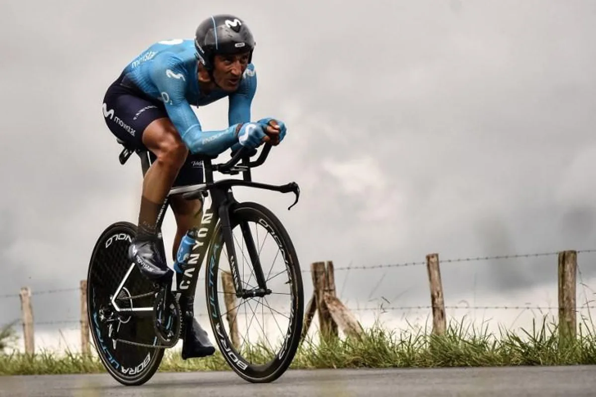 Italy's Daniele Bennati rides during the 20th stage of the 105th edition of the Tour de France cycling race, a 31-kilometer individual time-trial between Saint-Pee-sur-Nivelle and Espelette, southwestern France, on July 28, 2018.  Marco BERTORELLO / AFP