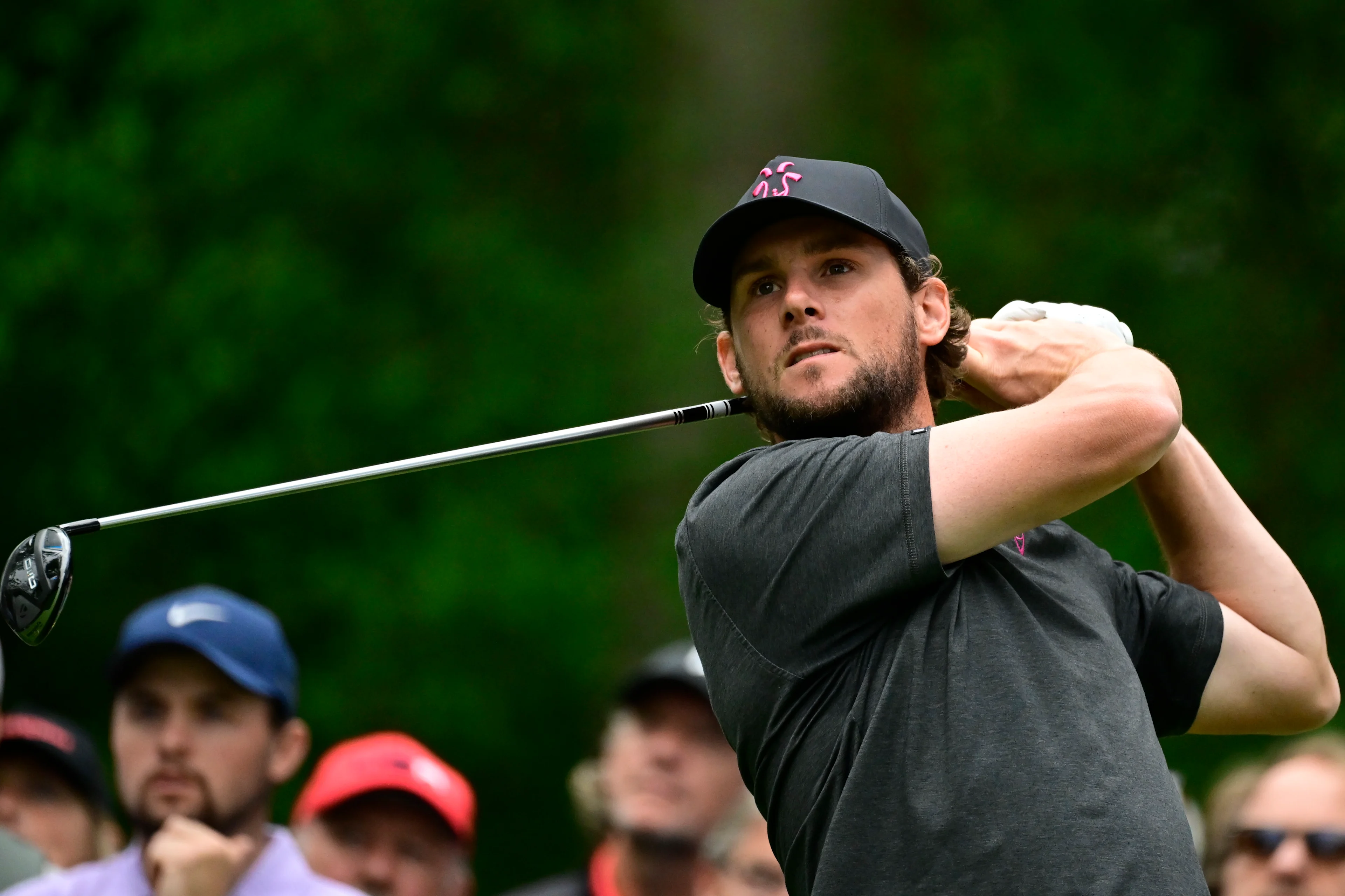 Belgian Thomas Pieters pictured in action during the first round (1/4) at the 2024 Soudal Open DP World Tour golf tournament, in Schilde, Thursday 23 May 2024. The 2024 Soudal Open takes place from 23 to 26 May at the Rinkven Golf Club in Schilde. BELGA PHOTO DIRK WAEM