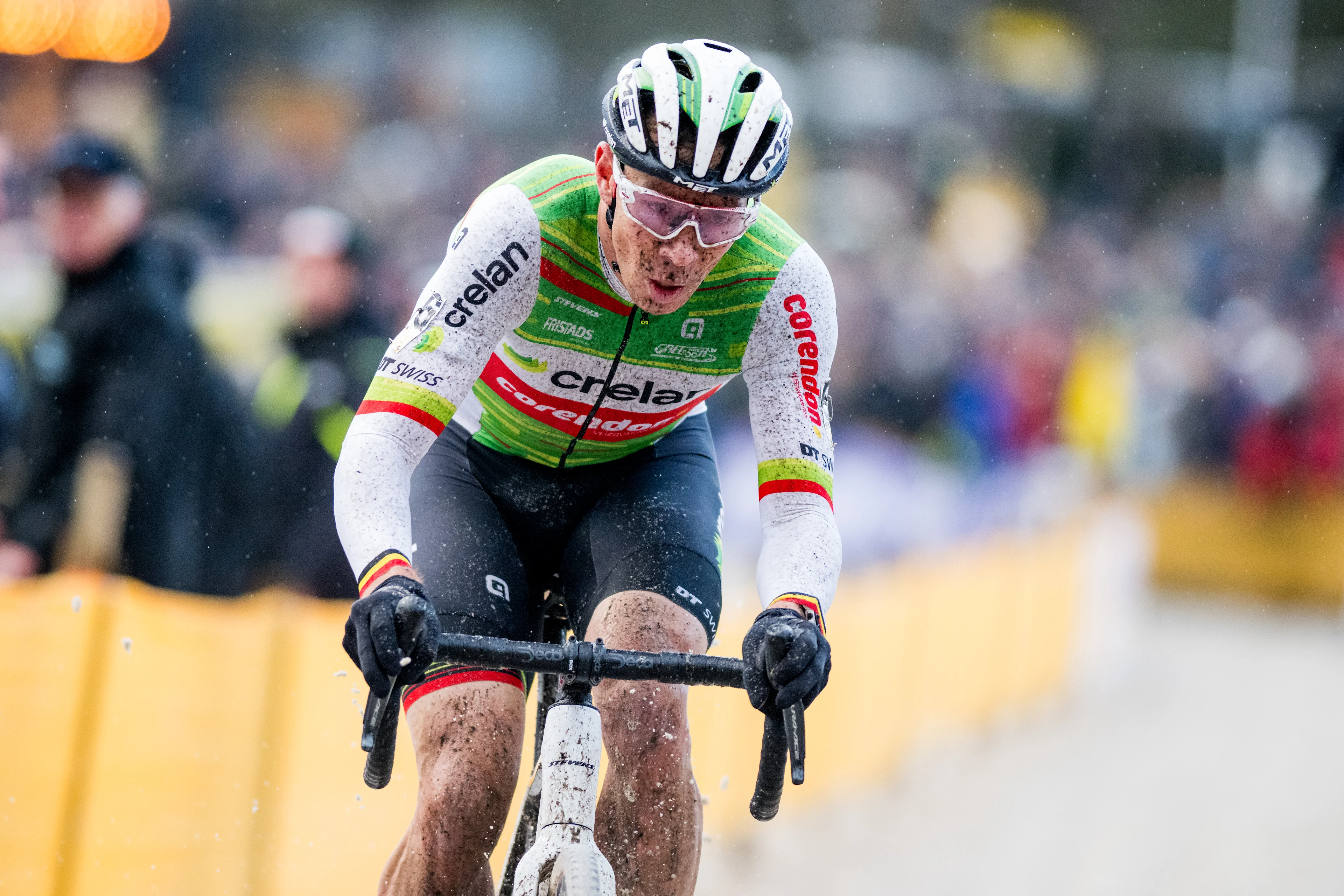 Belgian Laurens Sweeck pictured in action during the men's elite race of the superprestige cyclocross cycling event, race 5 out of 8, Monday 23 December 2024 in Mol. BELGA PHOTO JASPER JACOBS