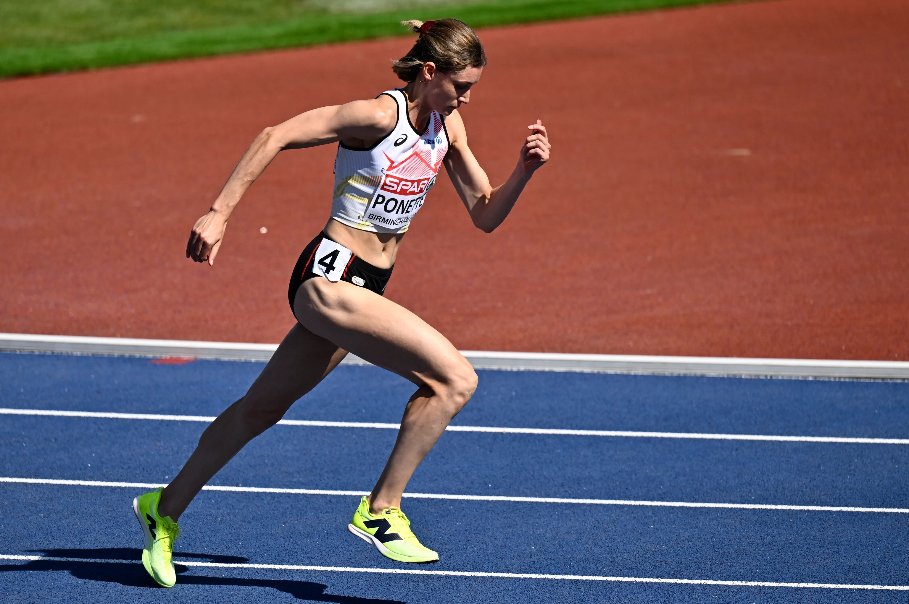 Belgian Helena Ponette pictured during the first round heats of the Women's 400m race, on the third day of the European Athletics Championships (August 10-18) in Birmingham, United Kingdom, on Wednesday 12 August 2026. BELGA PHOTO ERIC LALMAND