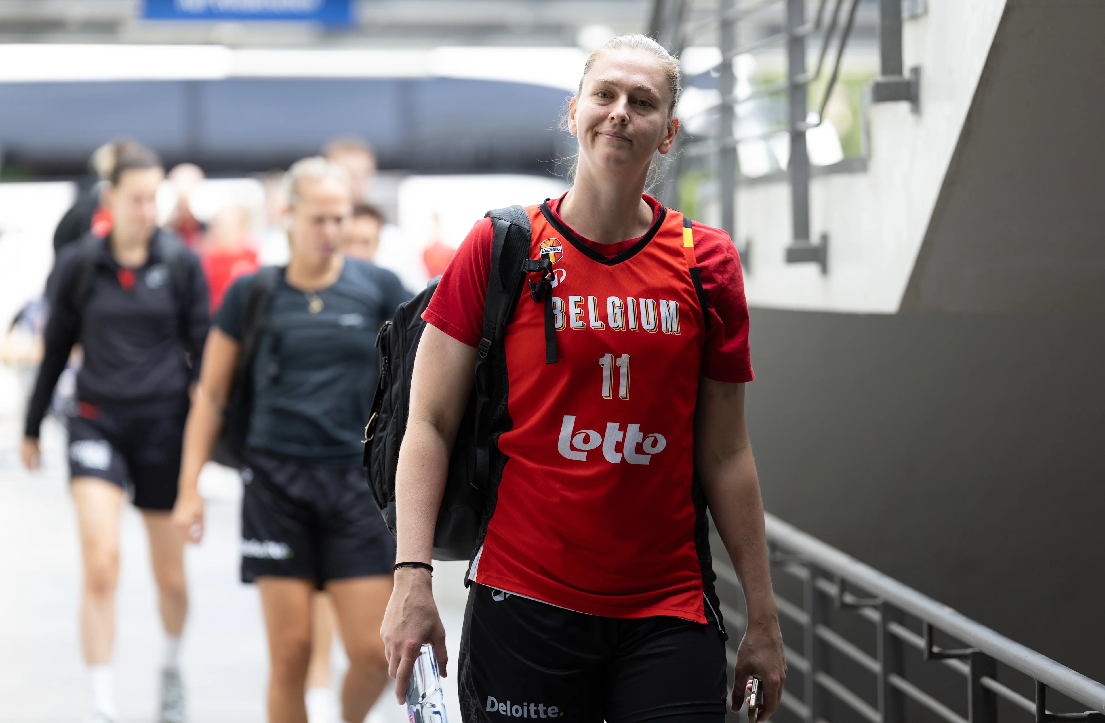 Belgium's Emma Meesseman arrives for a training session of Belgian national basketball team Belgian Cats, in Berlin, Germany on Wednesday 9 September 2026. The FIBA Women's Basketball World Cup take place in Germany from 4 to 23 September 2026. Belgium will play Germany in the quarterfinals tomorrow. BELGA PHOTO VIRGINIE LEFOUR