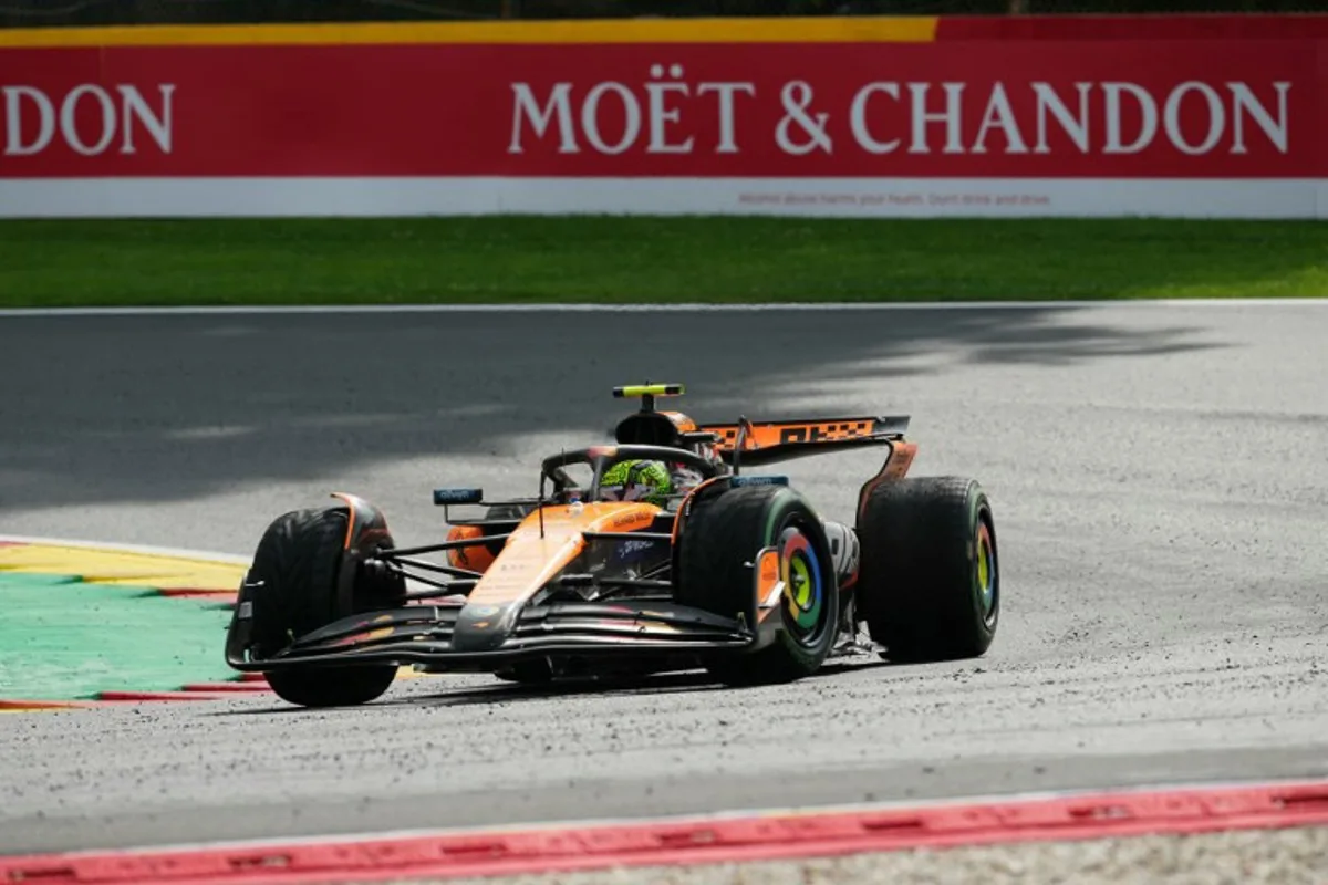 McLaren's British driver Lando Norris races during the Formula One Belgian Grand Prix at the Spa-Francorchamps circuit in Spa, on July 27, 2025. Dimitar DILKOFF / AFP