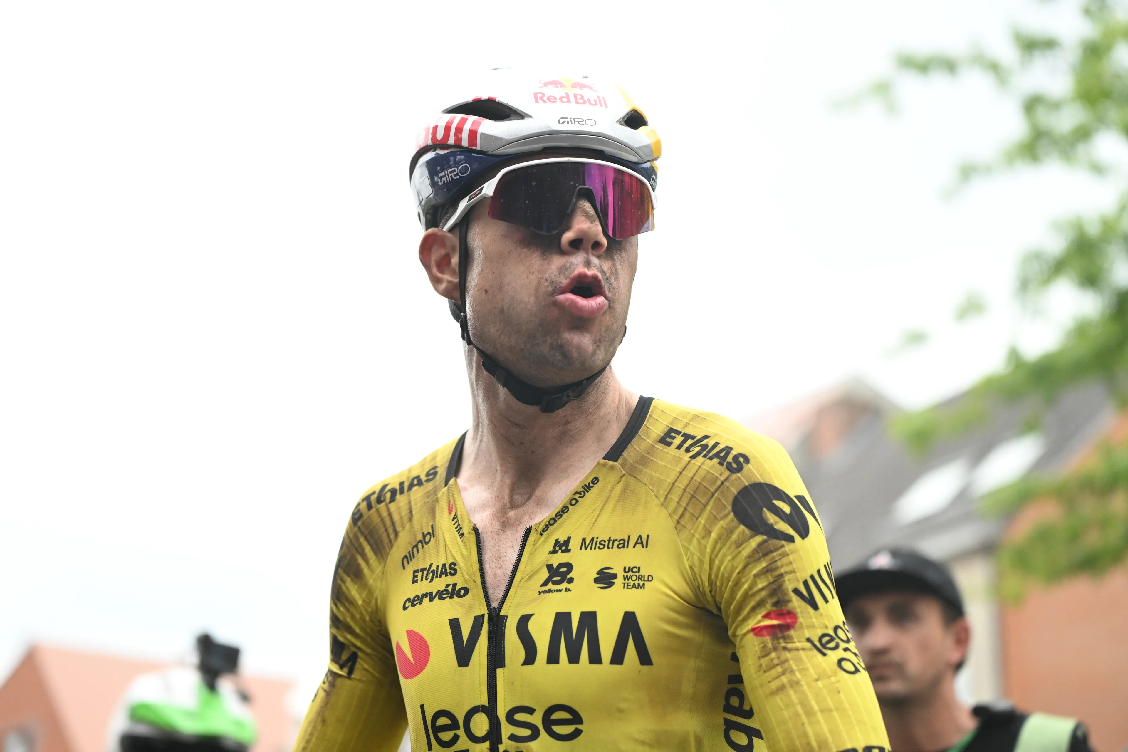 Belgian Wout van Aert pictured after finishing second place at the elite race at the Belgian Gravel Championships, Sunday 16 August 2026 in Grobbendonk. BELGA PHOTO ELIAS ROM