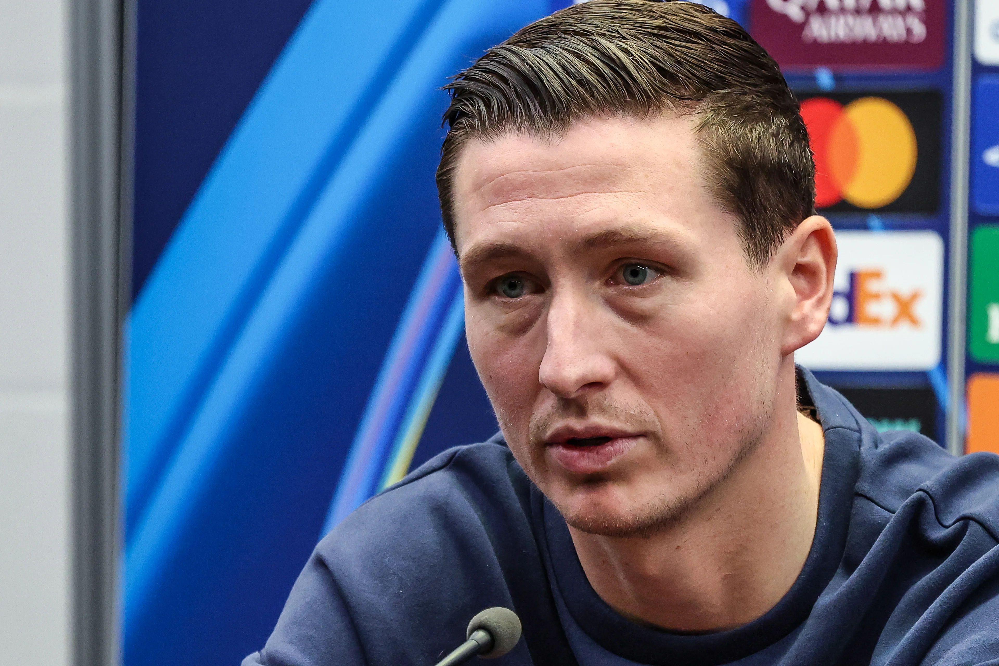 Club's Hans Vanaken pictured during a press conference of Belgian soccer team Club Brugge KV, on Tuesday 09 December 2025 in Brugge. The team is preparing for tomorrow's game against English Arsenal F.C., on day six of the League phase of the UEFA Champions League tournament. BELGA PHOTO BRUNO FAHY