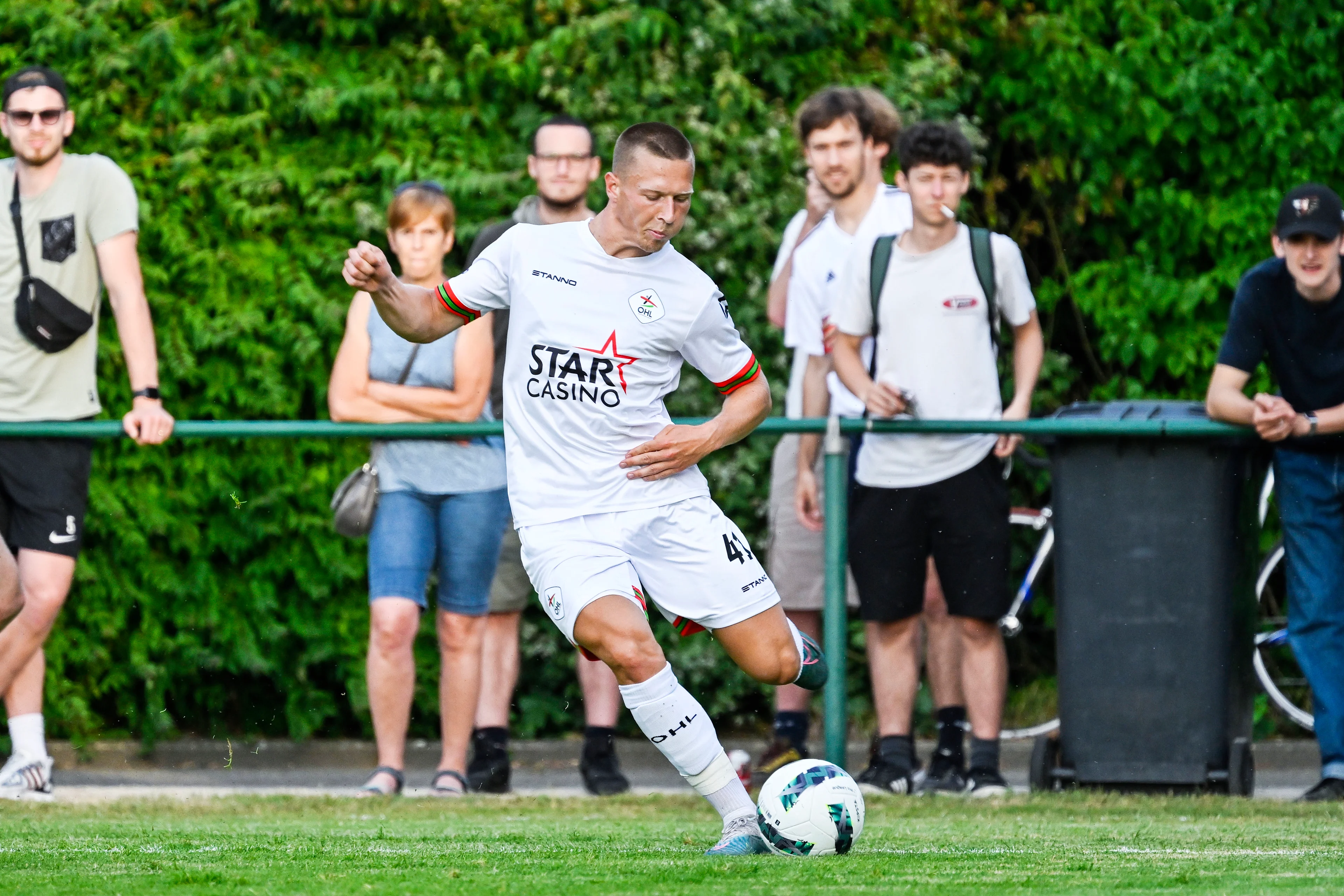 OHL's Ilias Breugelmans pictured in action during a friendly soccer game between first division club Oud-Heverlee Leuven and amateur team Bertem-Leefdaal, Wednesday 21 June 2023 in Oud-Heverlee, in preparation of the upcoming 2023-2023 season. BELGA PHOTO TOM GOYVAERTS