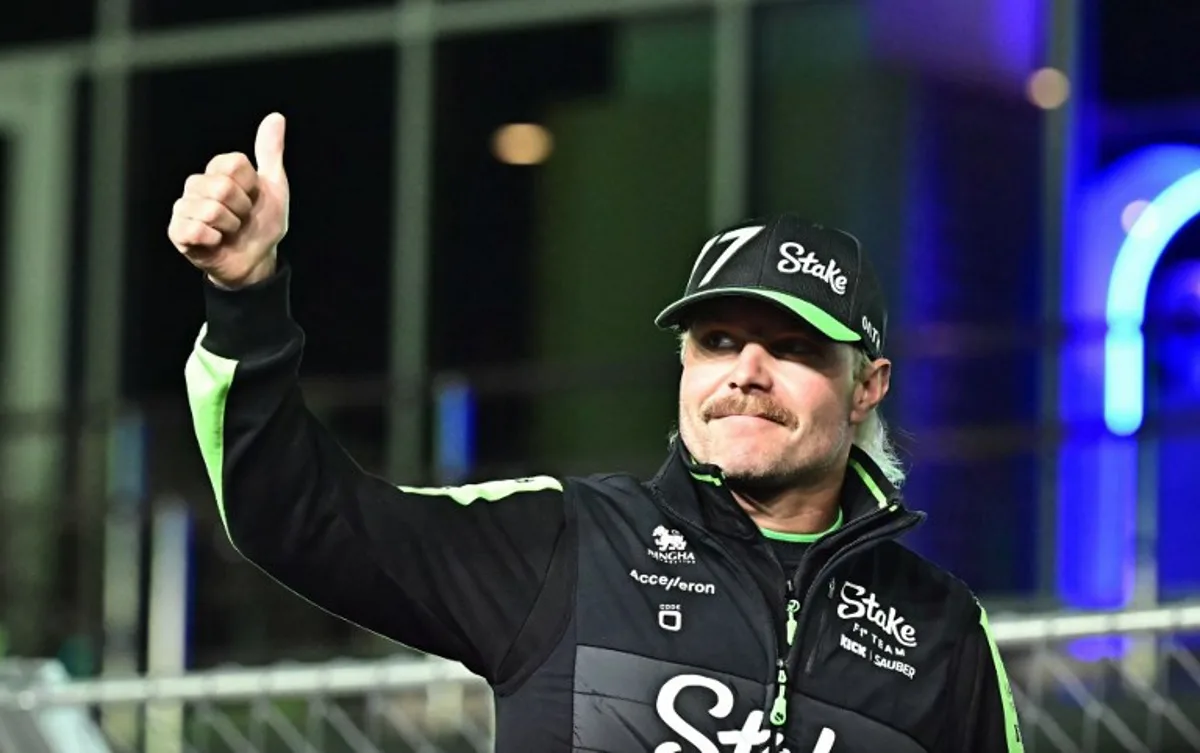 Kick Sauber's Finnish driver Valtteri Bottas takes part in the drivers' parade ahead of the Las Vegas Formula One Grand Prix in Las Vegas, Nevada on November 23, 2024.   Frederic J. Brown / AFP