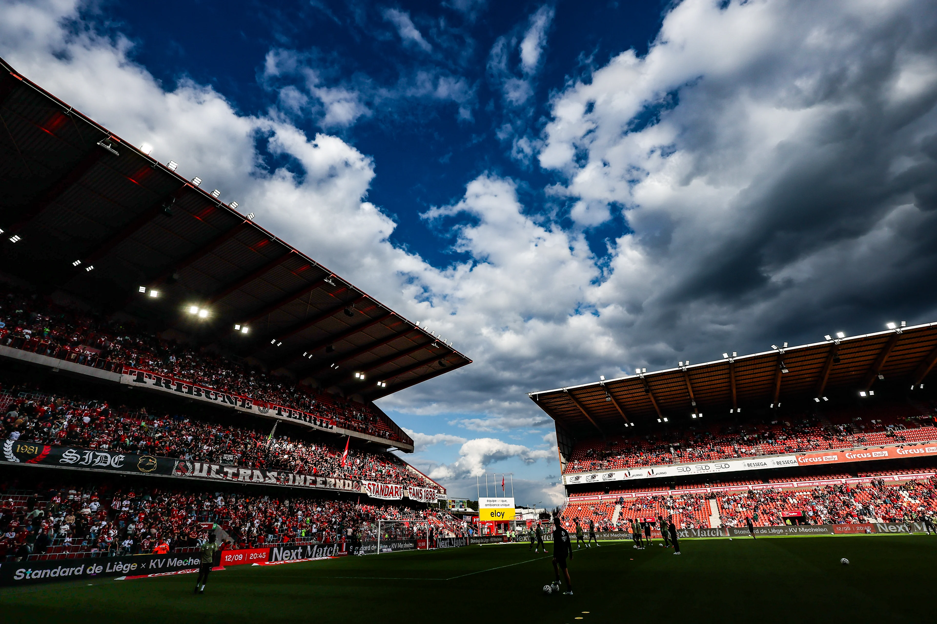 this picture shows the Sclessin stadium before a soccer match between Standard de Liege and Cercle Brugge K.S.V., Saturday 23 August 2025 in Liege, on day 5 of the 2025-2026 'Jupiler Pro League' first division of the Belgian championship. BELGA PHOTO BRUNO FAHY