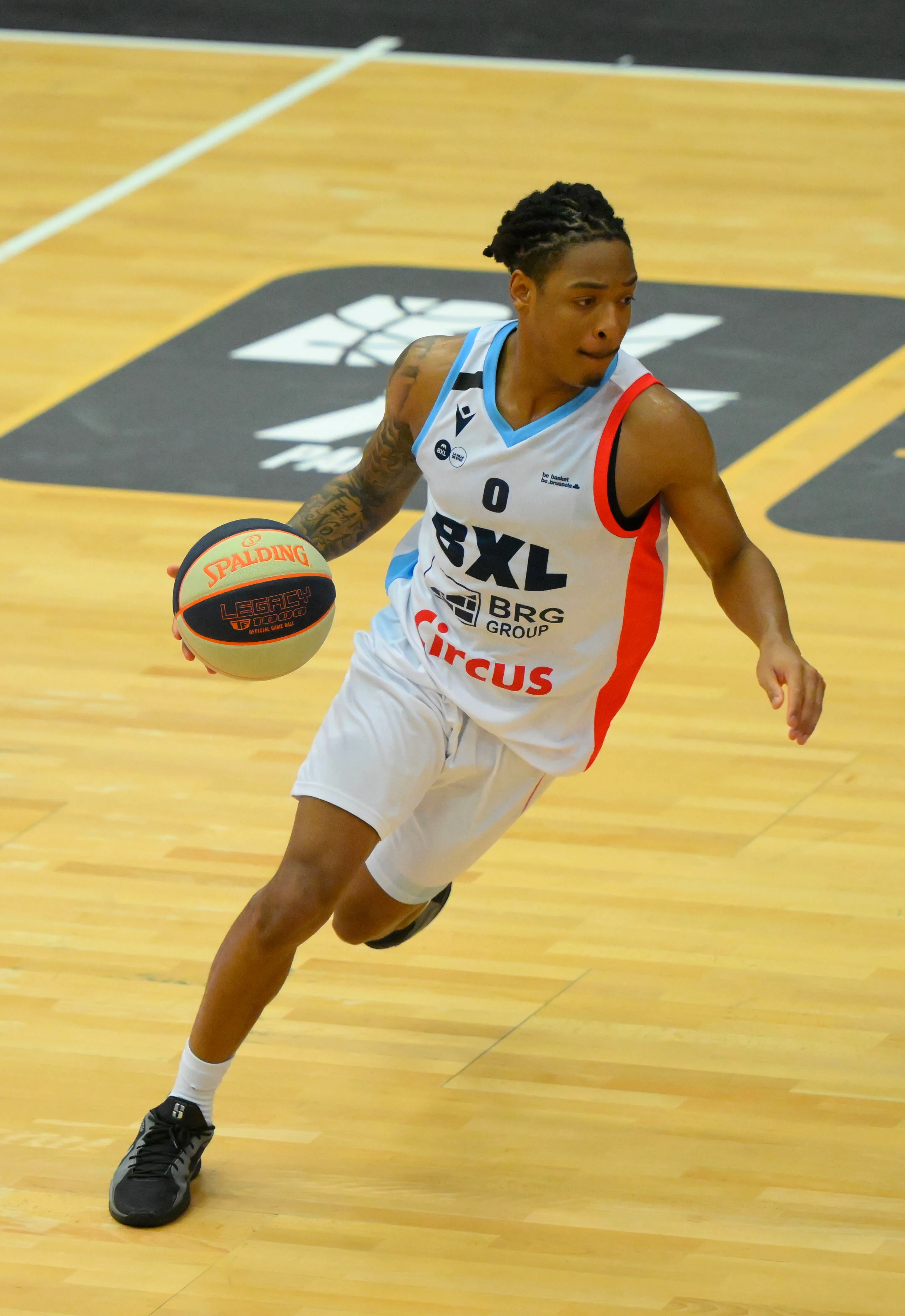 Brussels' Jelani Watson-Gayle pictured in action during a basketball match between Brussels Basketball and Leuven Bears, Friday 18 October 2024 in Brussels, on day 6 of the 'BNXT League' Belgian/ Dutch first division basket championship. BELGA PHOTO JOHN THYS