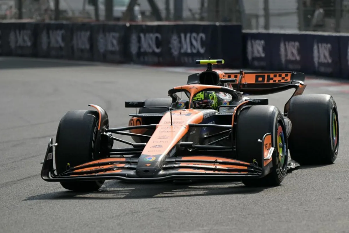 McLaren's British driver Lando Norris races during the Mexico City Grand Prix at the Hermanos Rodriguez racetrack, in Mexico City on October 27, 2024.   Yuri CORTEZ / AFP