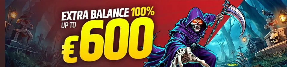 Get a 100% bonus of up to €600 on your deposit every day.