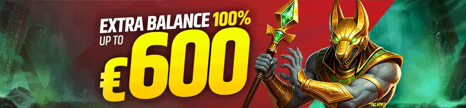 Get a 100% bonus of up to €600 on your deposit every day.