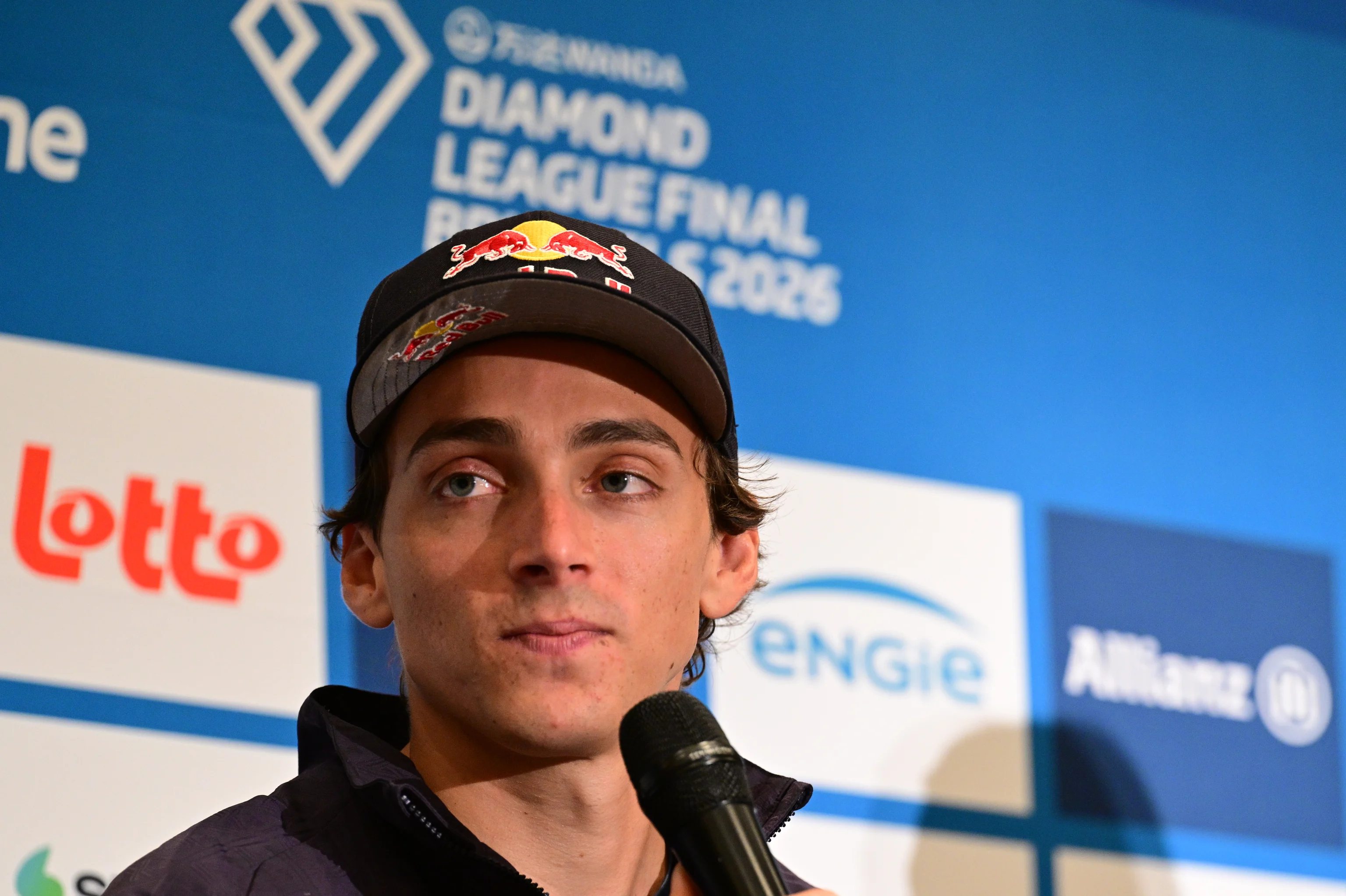 Swedish pole vaulter Armand Mondo Duplantis pictured during a press conference on the 50th edition of the Memorial Van Damme athletics event in Brussels, Thursday 3 September 2026. The 2026 Allianz Memorial Van Damme Diamond League meeting takes place on 4 and 5 September 2026. BELGA PHOTO DIRK WAEM