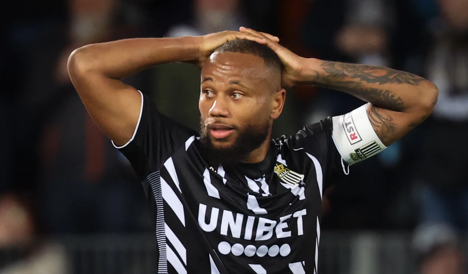 Charleroi's Marco Ilaimaharitra looks dejected during a soccer match between Sporting Charleroi and Cercle Brugge, Saturday 09 March 2024 in Charleroi, on day 29 of the 2023-2024 'Jupiler Pro League' first division of the Belgian championship. BELGA PHOTO VIRGINIE LEFOUR