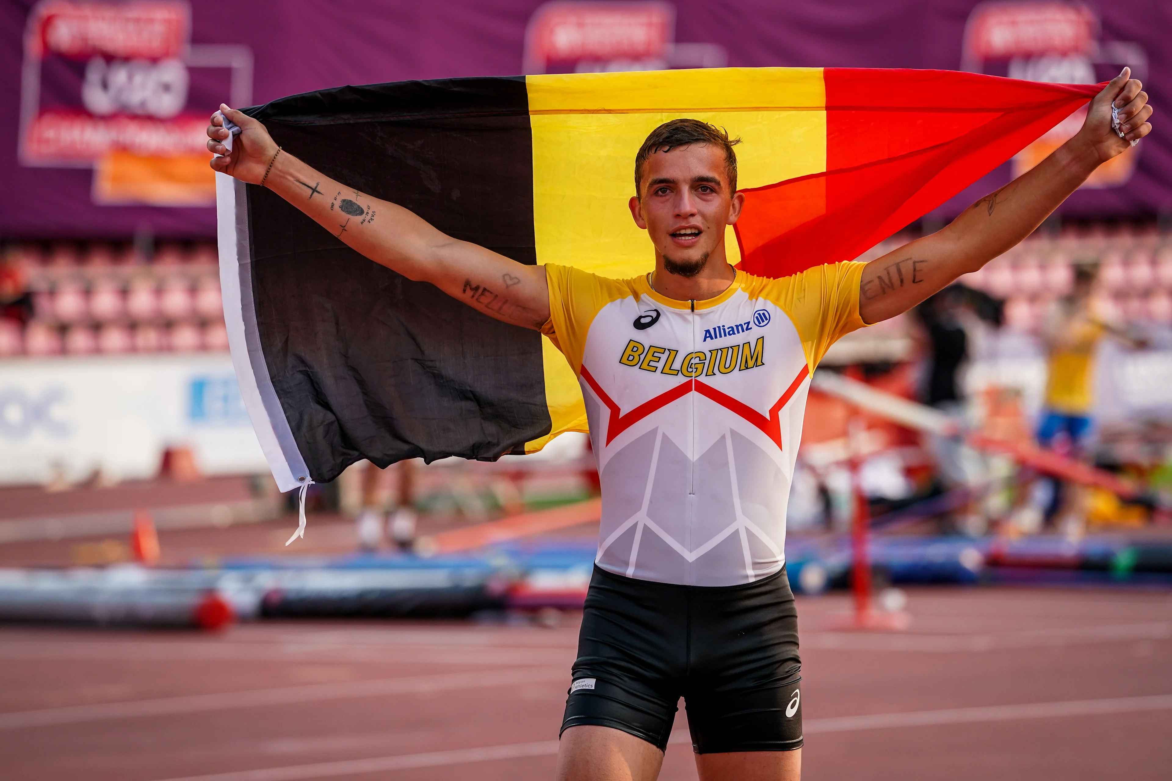 Ylio Philtjens pictured after the Pole Vault competition of the European Athletics U20 Championships, in Tampere, Finland, Saturday 09 August 2025. The European U20 championships take place from 07 to 10 August. BELGA PHOTO COEN SCHILDERMAN