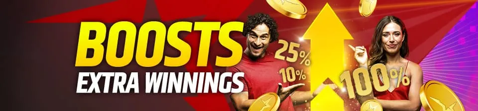 At Starcasino, you can regularly take advantage of special win boosts that increase your winnings with nice extras!