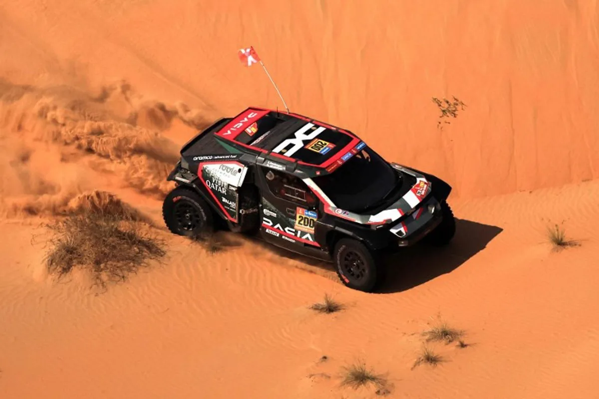 Qatari driver Nasser al-Attiyah and French co-driver Edouard Boulanger compete in Stage 10 of the Dakar Rally 2025, between Haradh and Shubaytah, Saudi Arabia, on January 15, 2025.  Valery HACHE / AFP